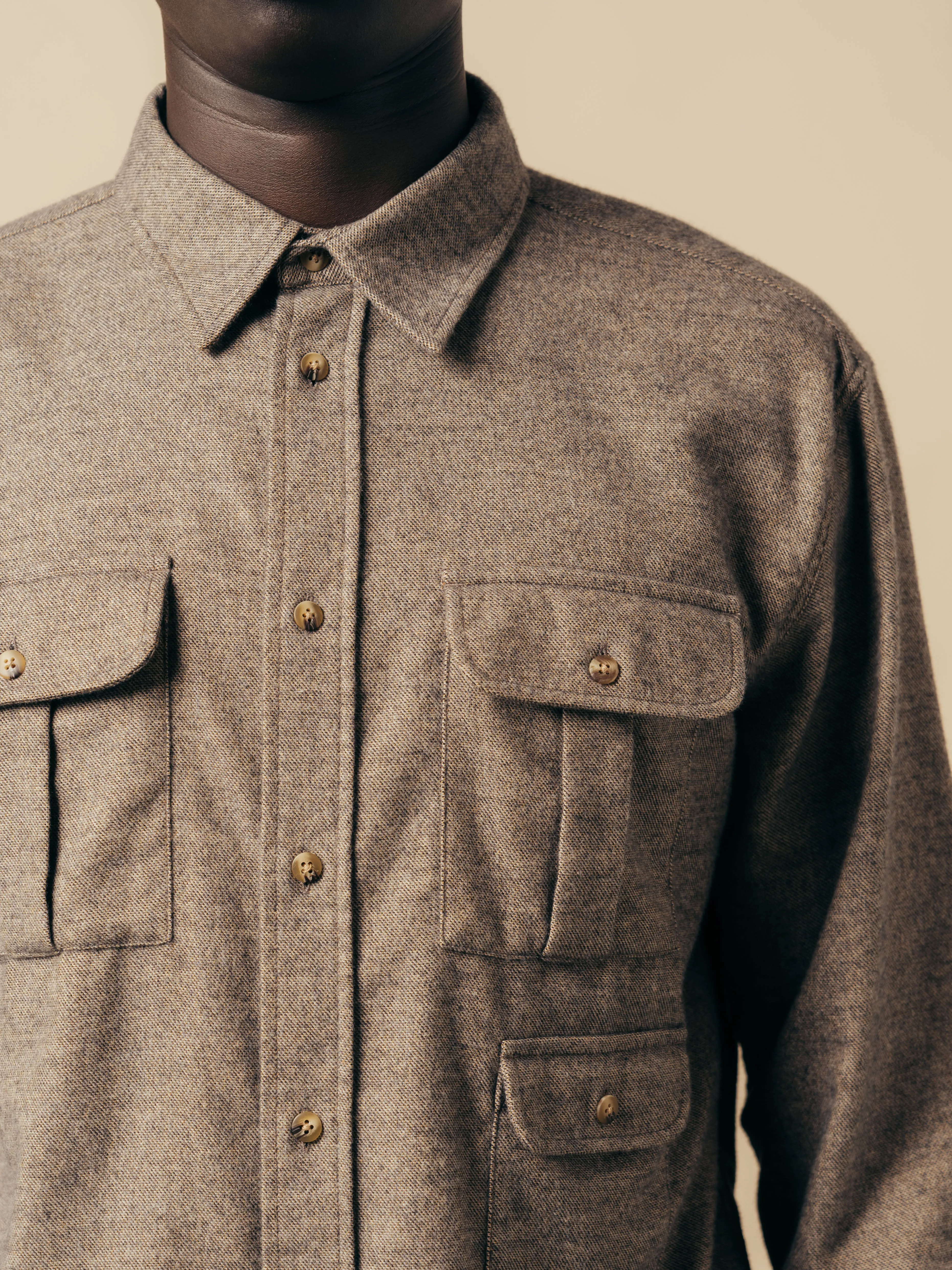 Kinnaird Shirt In Peat Marl Soft Mouline Cotton sold by Kestin product image thumbnail 3