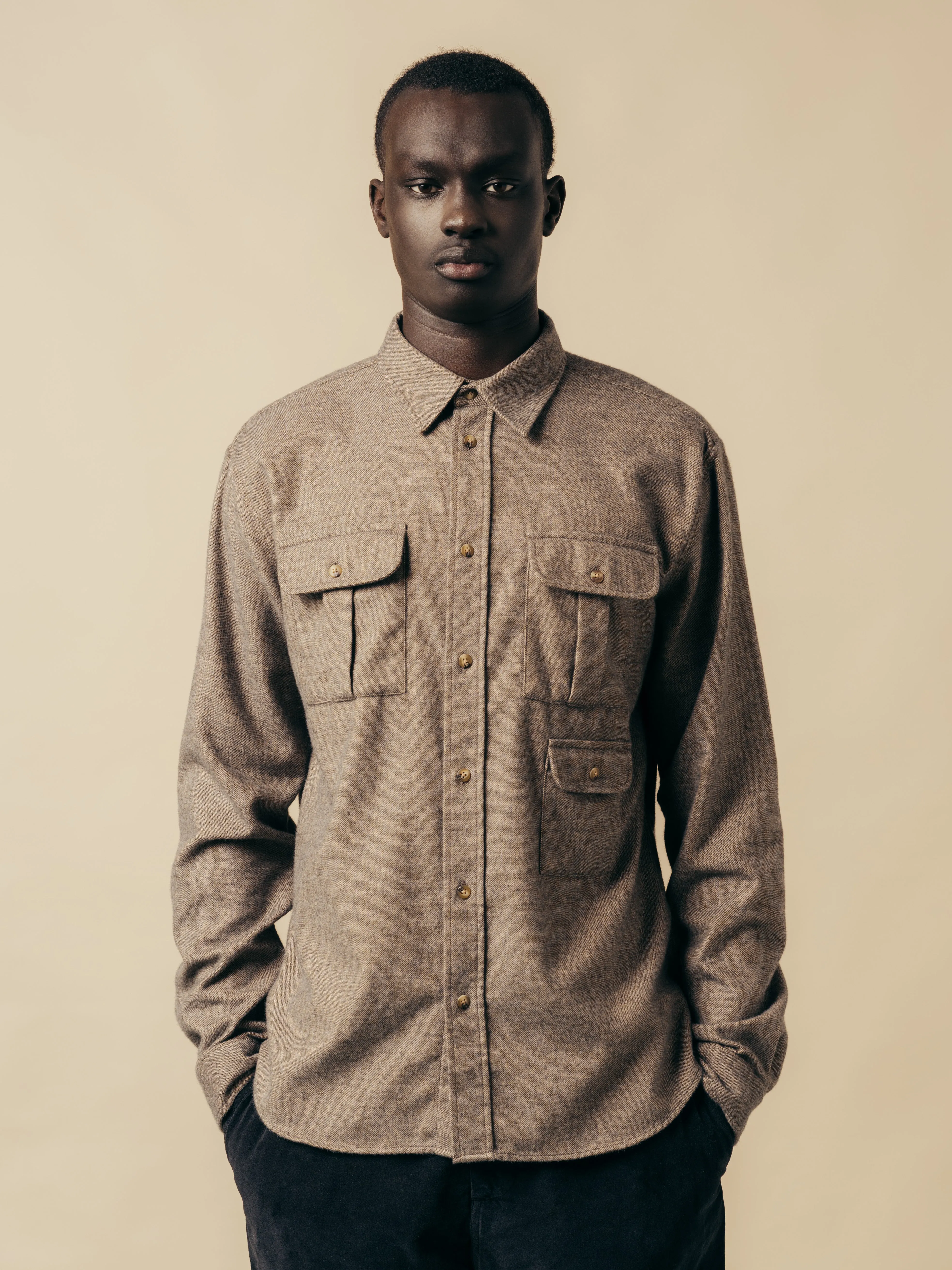Kinnaird Shirt In Peat Marl Soft Mouline Cotton sold by Kestin product image thumbnail 2