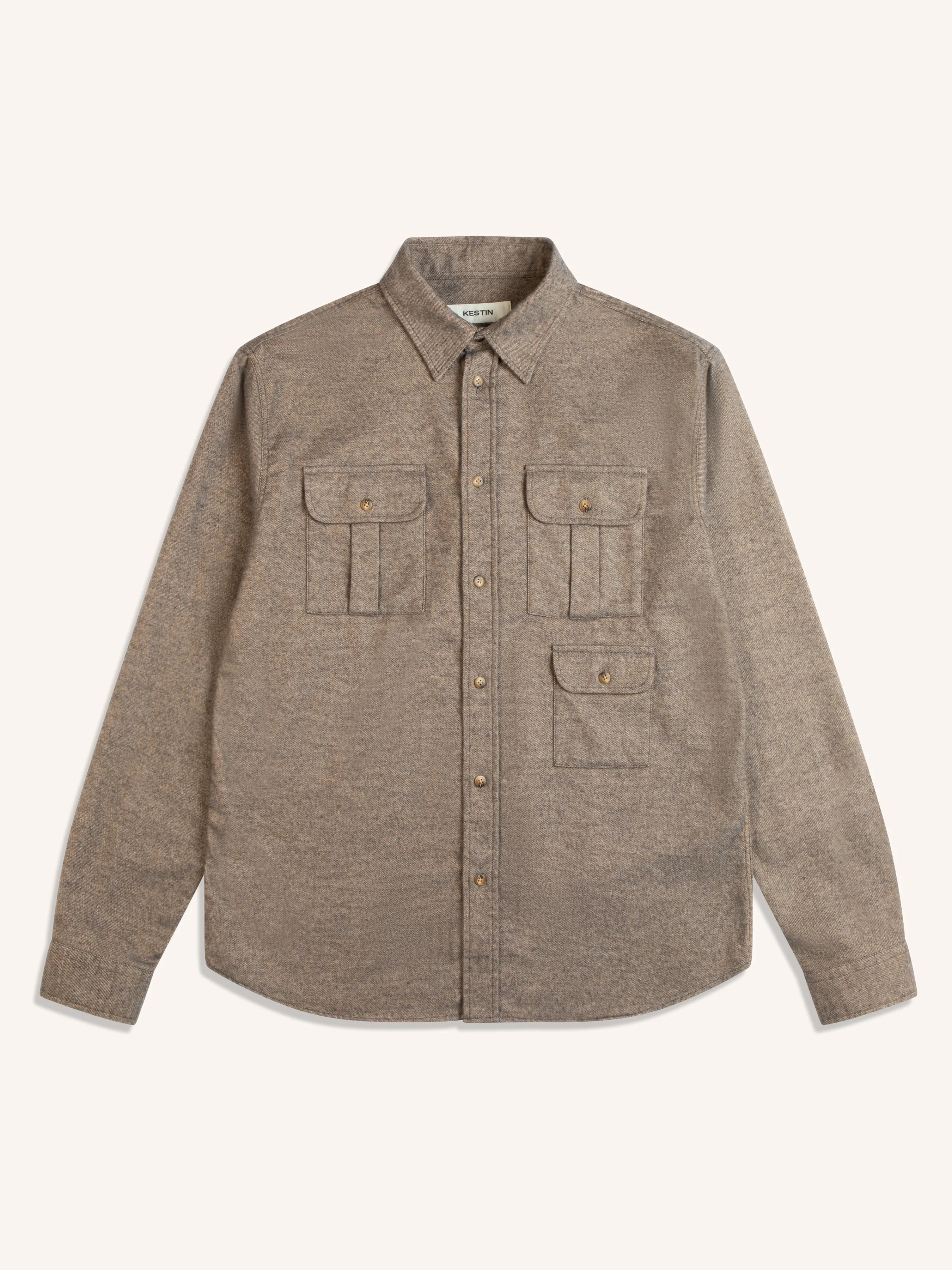 Kinnaird Shirt In Peat Marl Soft Mouline Cotton sold by Kestin