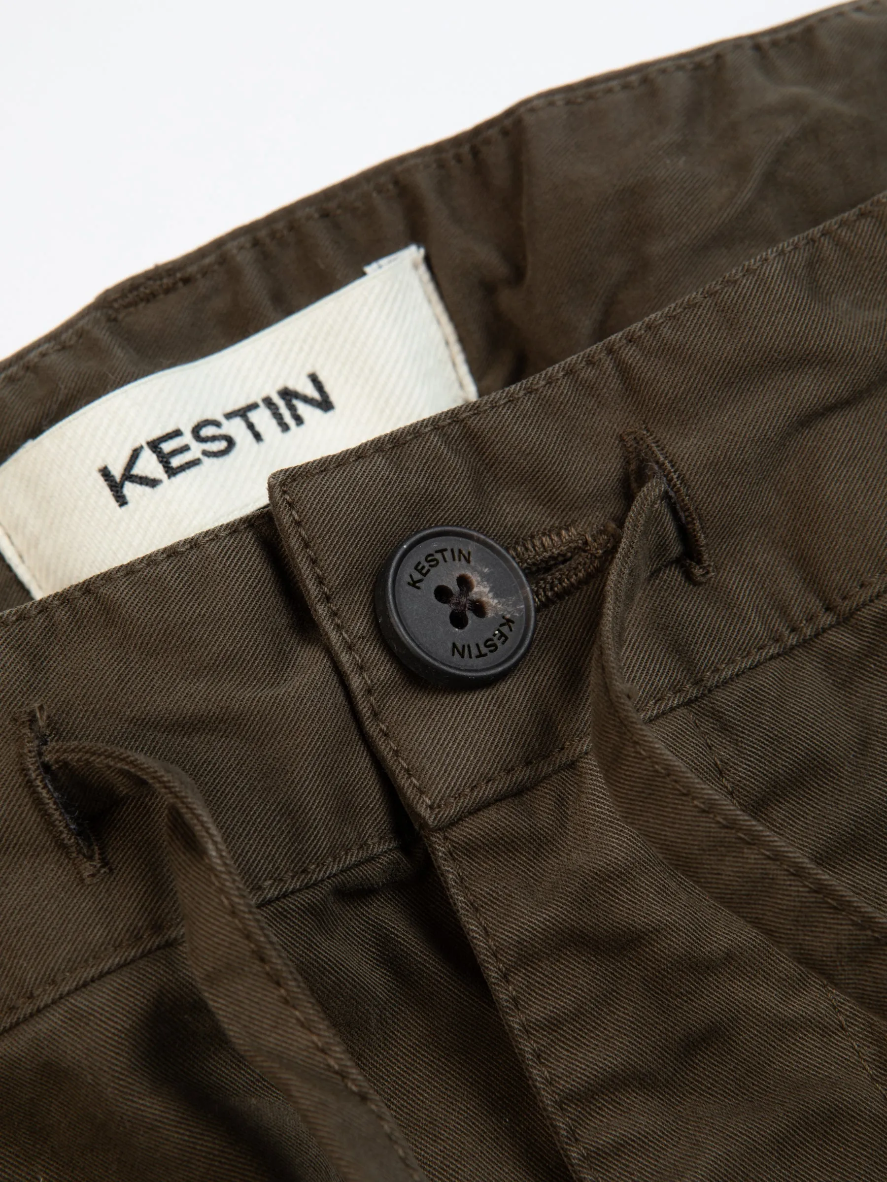Inverness Trouser In Dark Olive Cotton Twill sold by Kestin product image thumbnail 5
