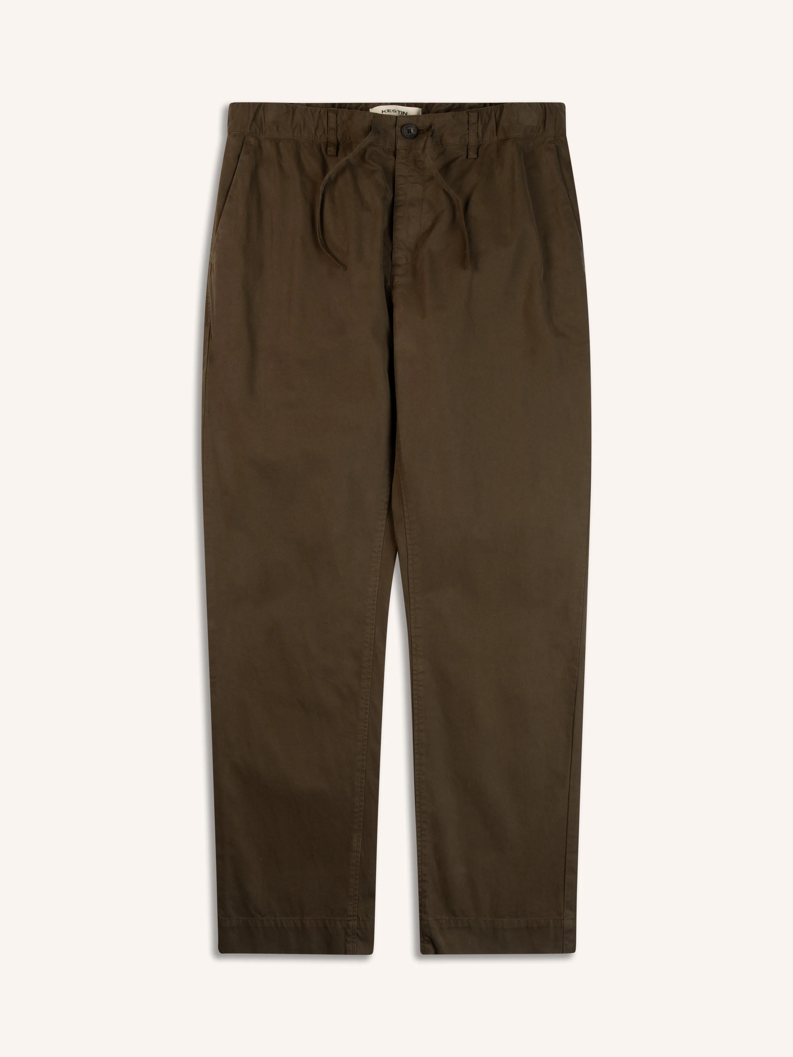 Inverness Trouser In Dark Olive Cotton Twill sold by Kestin