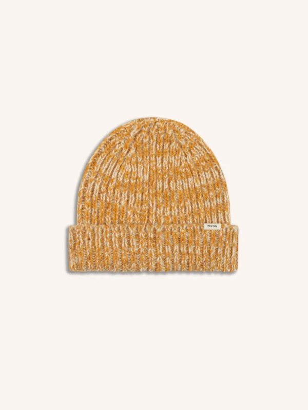 Isla Beanie in Saffron Marl Merino Wool sold by Kestin