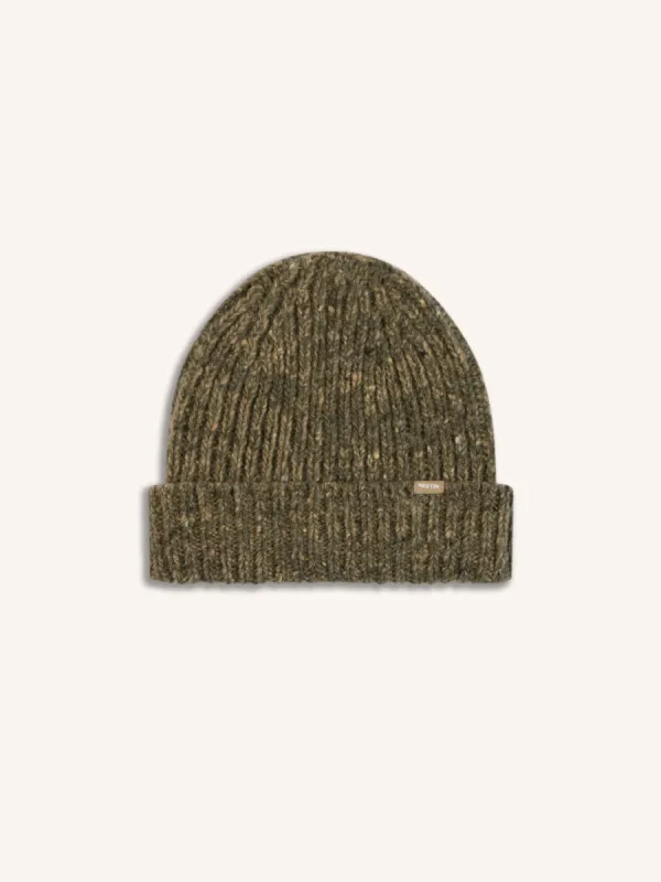 Isla Beanie in Olive Marl Merino Wool sold by Kestin