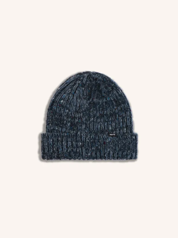 Isla Beanie in Navy Marl Merino Wool sold by Kestin