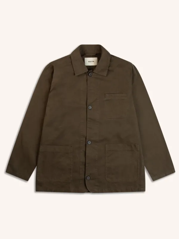 Huntly Jacket In Dark Olive Cotton Twill sold by Kestin