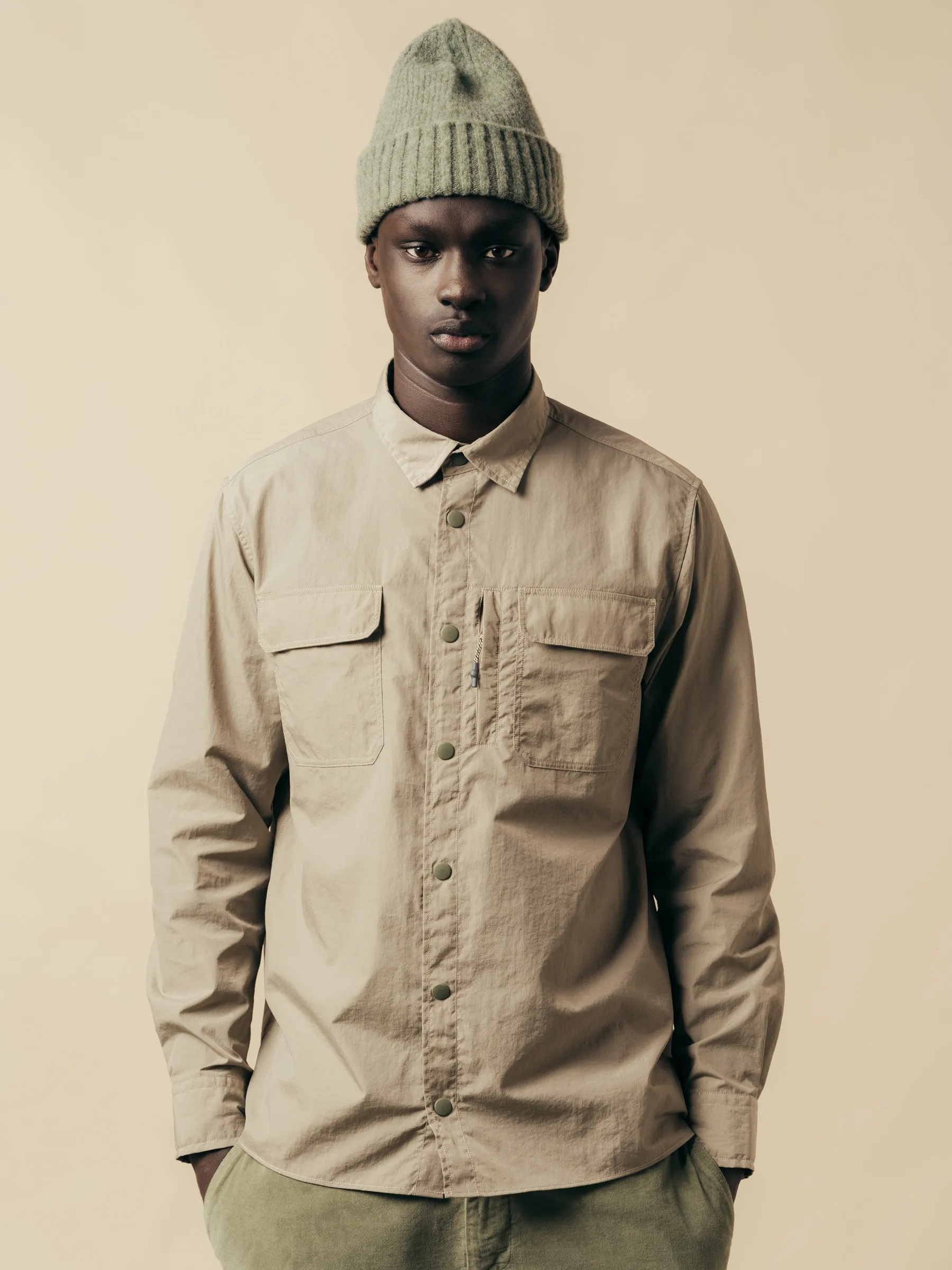 Edzell Overshirt In Light Grey Italian Water Repellent Nylon sold by Kestin product image thumbnail 3