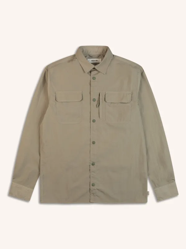 Edzell Overshirt In Light Grey Italian Water Repellent Nylon sold by Kestin