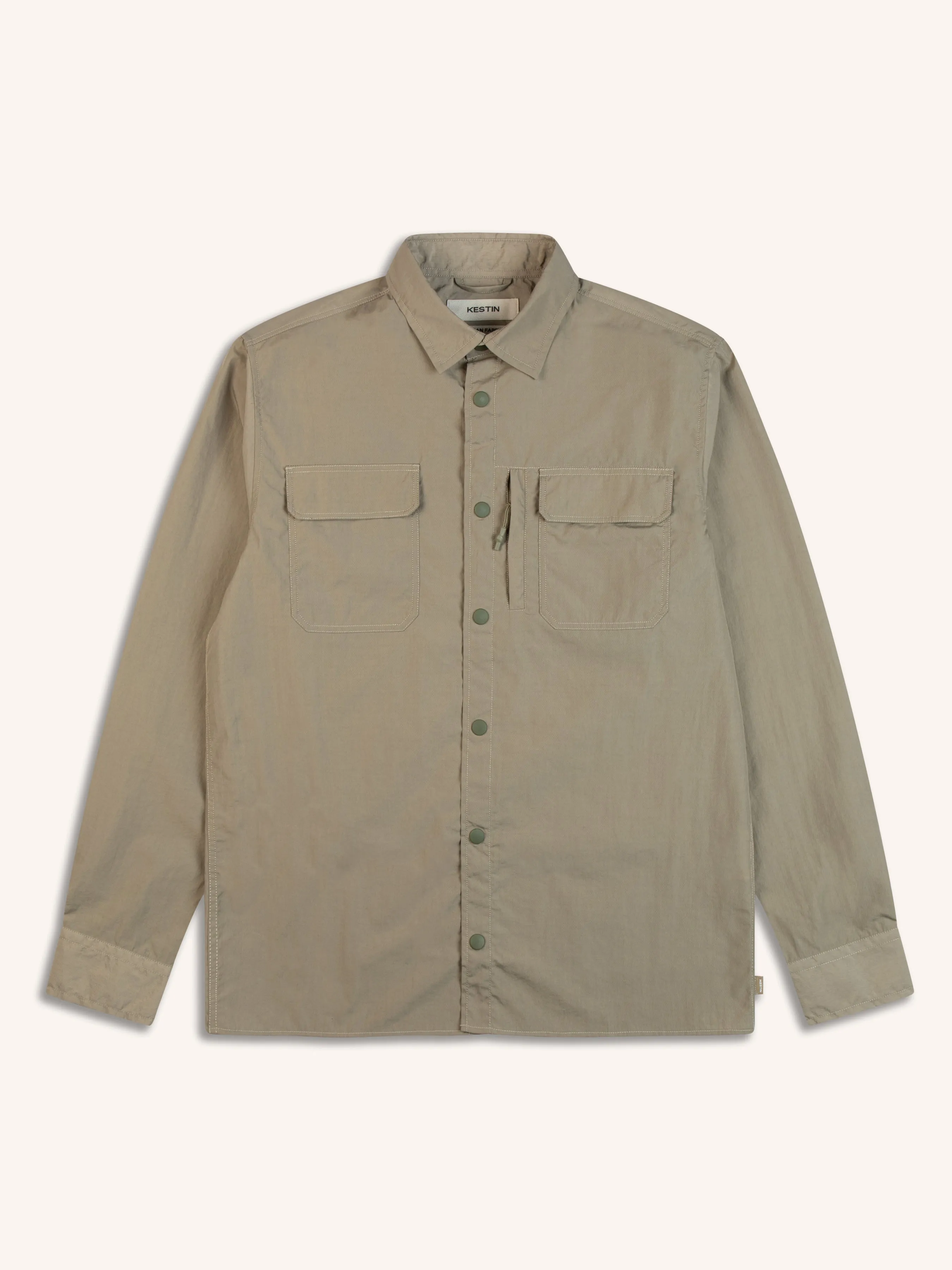 Edzell Overshirt In Light Grey Italian Water Repellent Nylon sold by Kestin