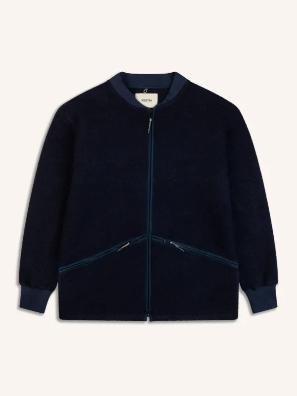 Dreghorn Fleece In Midnight Blue Italian Wool made by Kestin