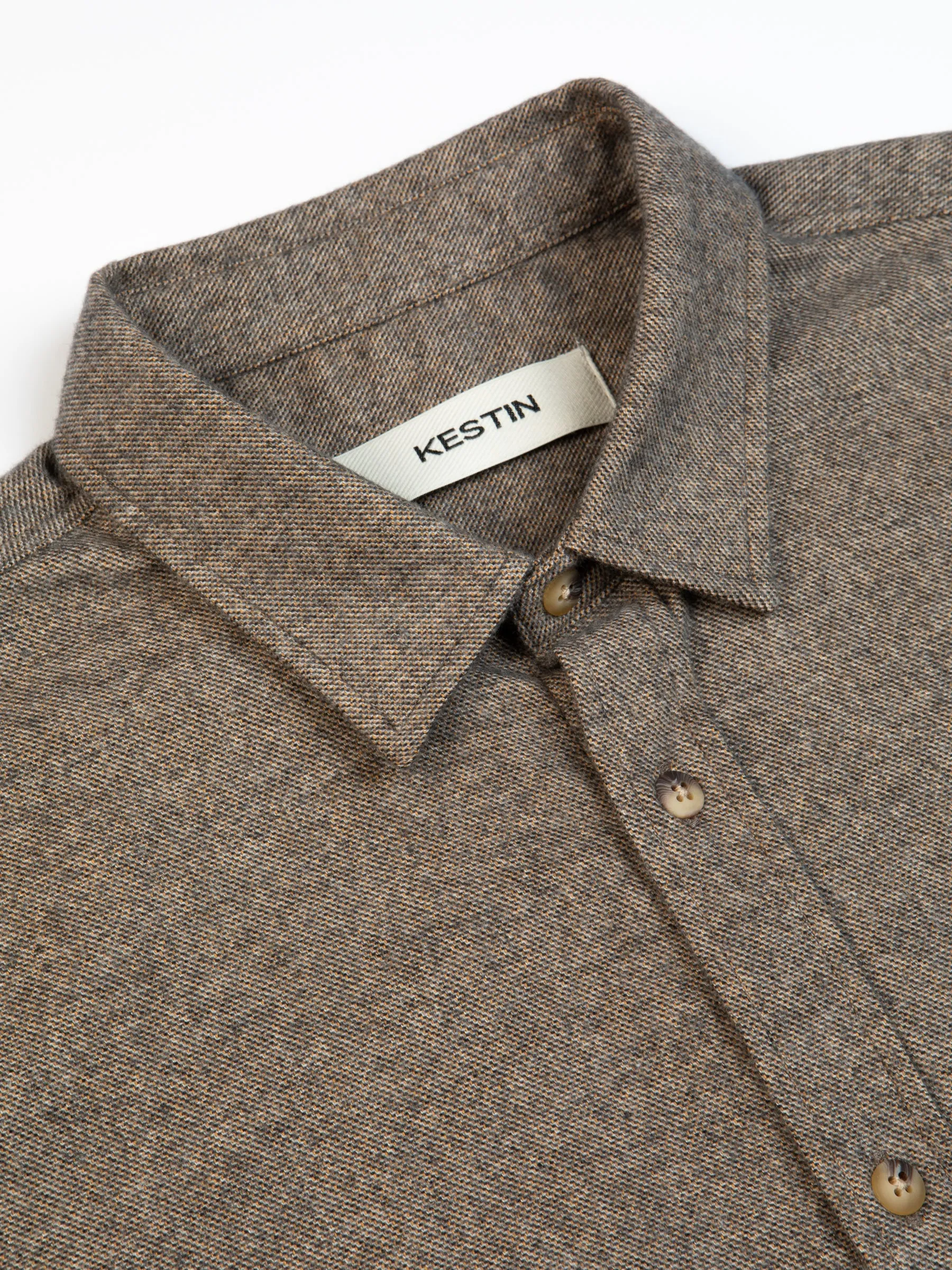 Dirleton Shirt In Peat Marl Mouline Cotton sold by Kestin product image thumbnail 4