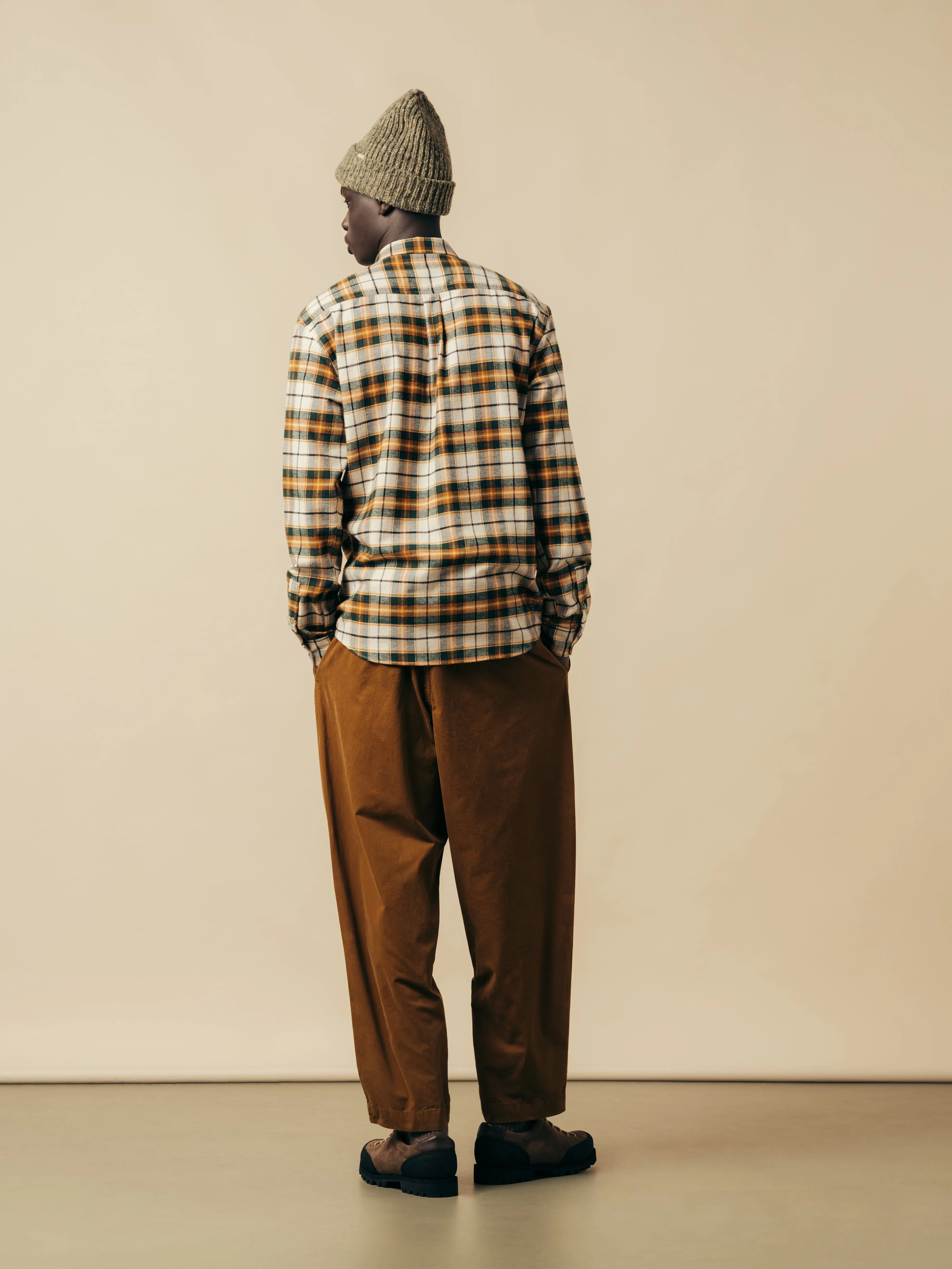 Dirleton Shirt In Ecru / Saffron Check Japanese Brushed Plaid sold by Kestin product image thumbnail 3