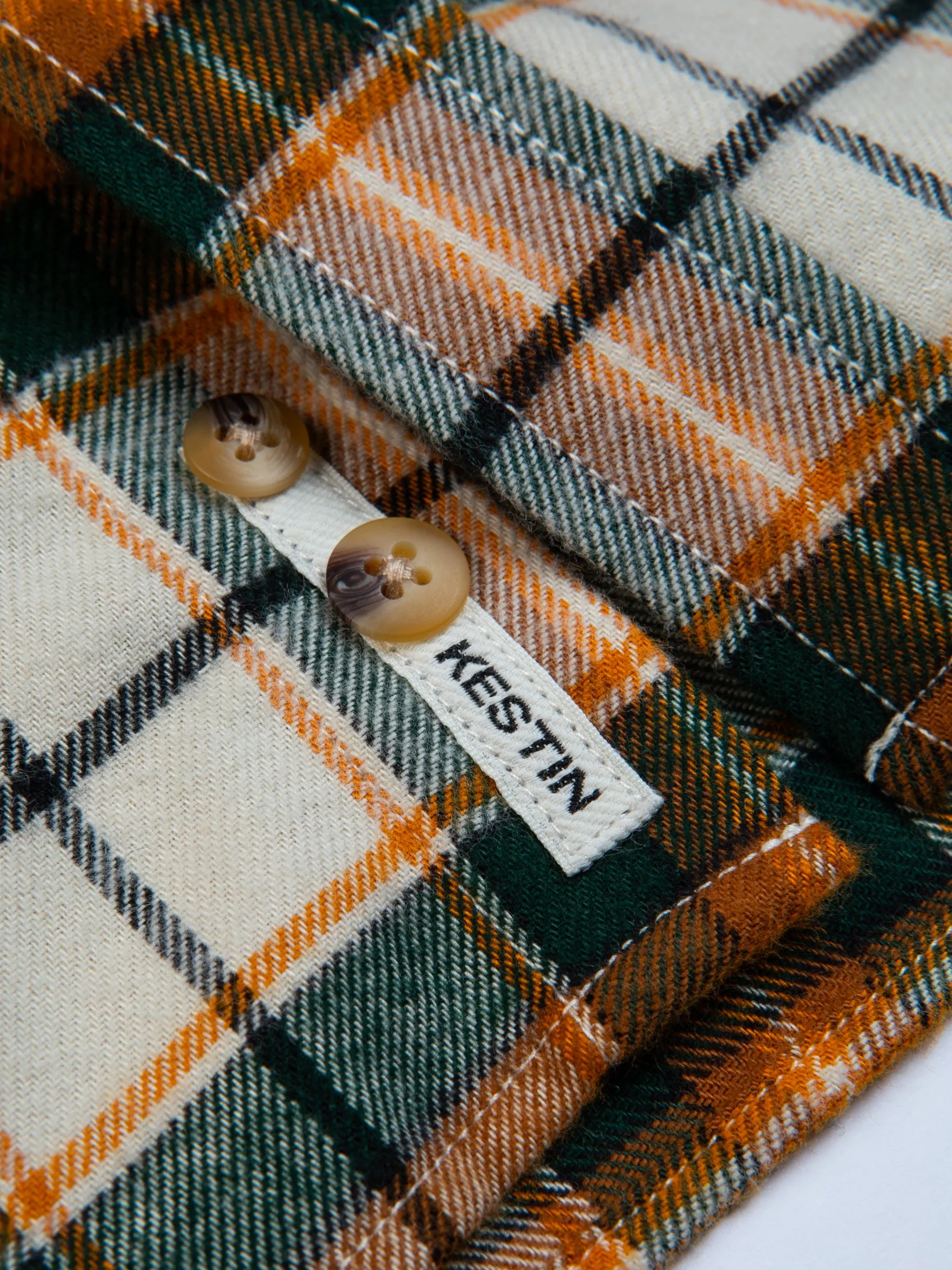 Dirleton Shirt In Ecru / Saffron Check Japanese Brushed Plaid sold by Kestin product image thumbnail 5