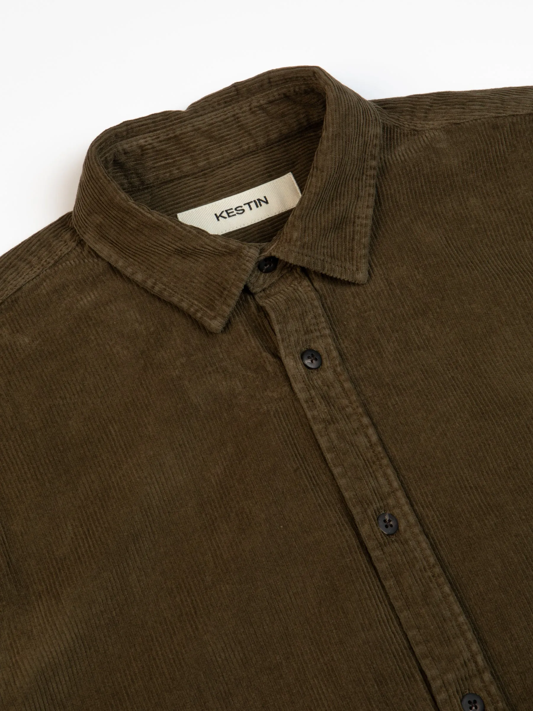Dirleton Shirt In Dark Olive 12W Cotton Corduroy sold by Kestin product image thumbnail 4