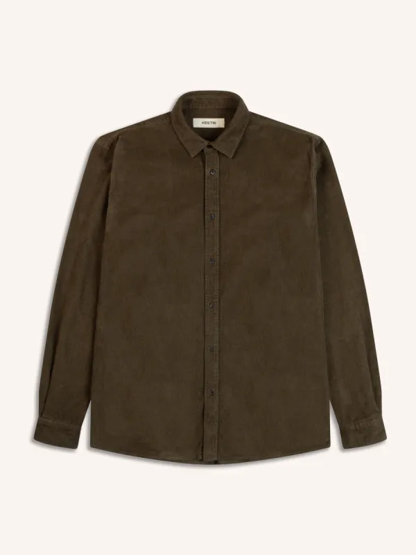 Dirleton Shirt In Dark Olive 12W Cotton Corduroy sold by Kestin