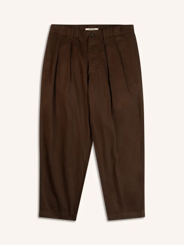 Clyde Pant In Peat Cotton Twill sold by Kestin