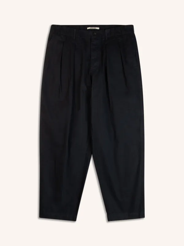 Clyde Pant In Navy Cotton Twill sold by Kestin