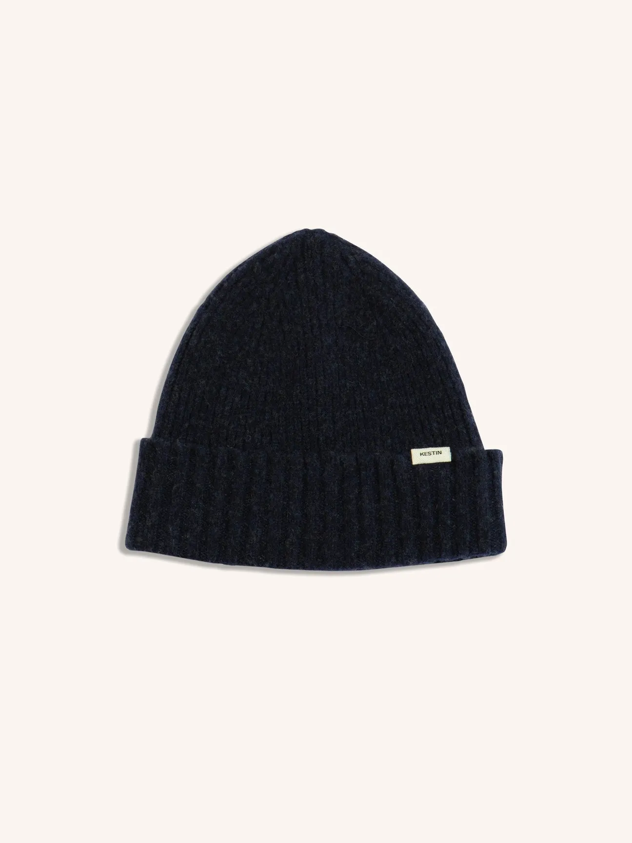 Balloch Beanie in Dark Navy Brushed Lambswool sold by Kestin