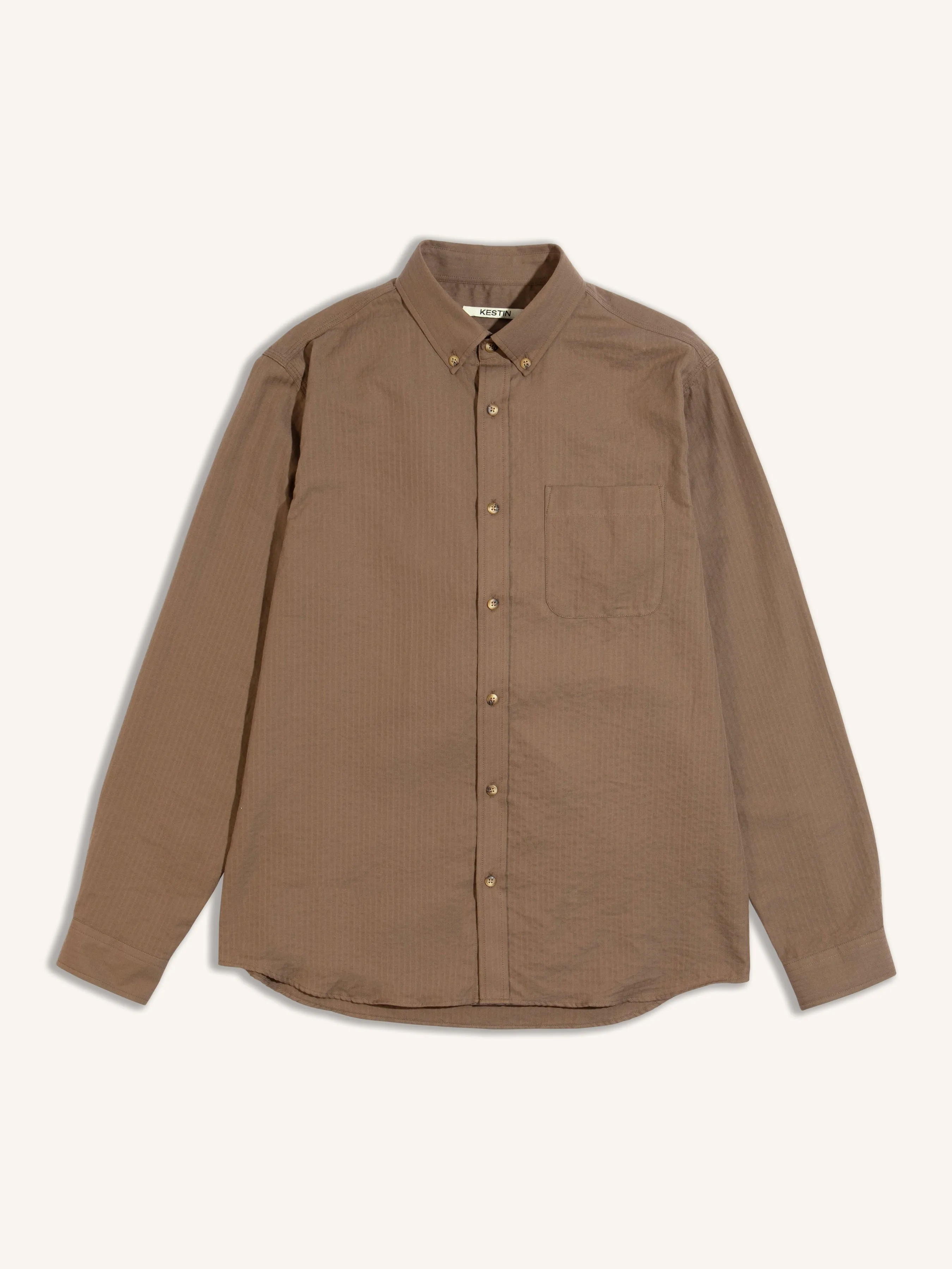 Raeburn Button Down Shirt in Putty Herringbone sold by Kestin