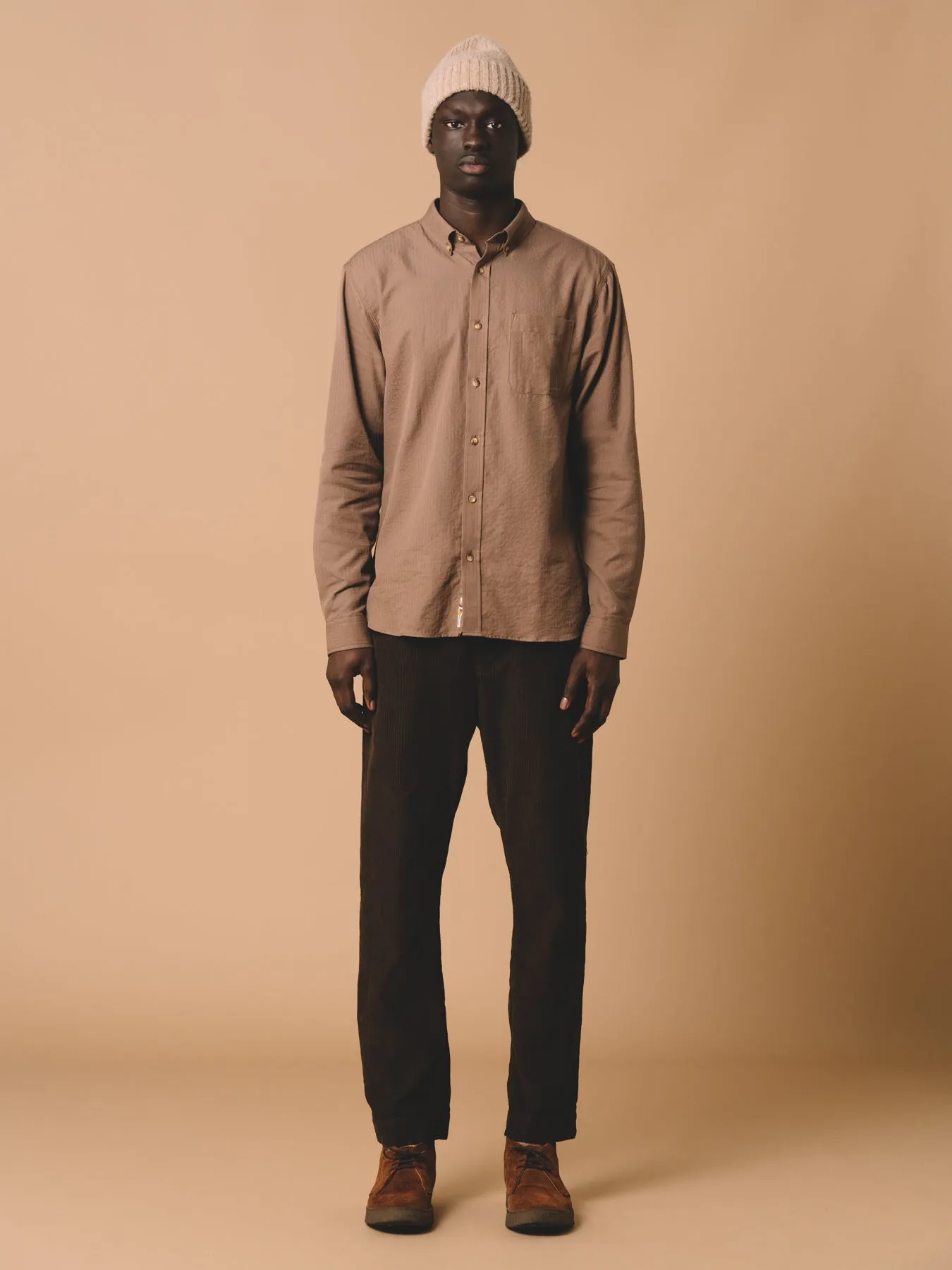 Raeburn Button Down Shirt in Putty Herringbone sold by Kestin product image thumbnail 2