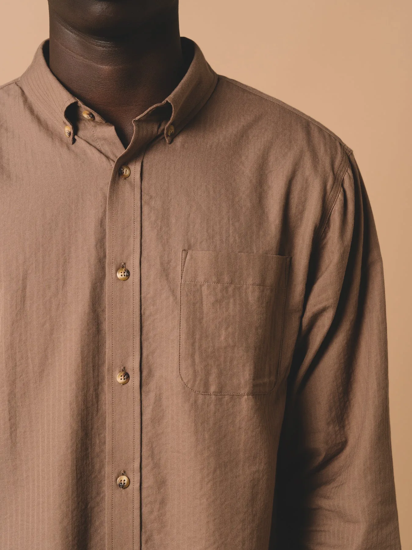 Raeburn Button Down Shirt in Putty Herringbone sold by Kestin product image thumbnail 3