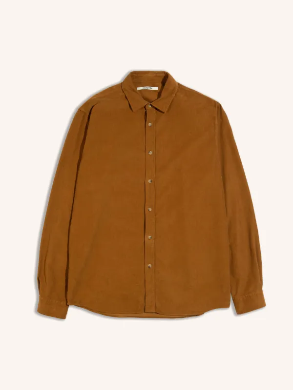 Dirleton Shirt in Tobacco Fine Cord sold by Kestin