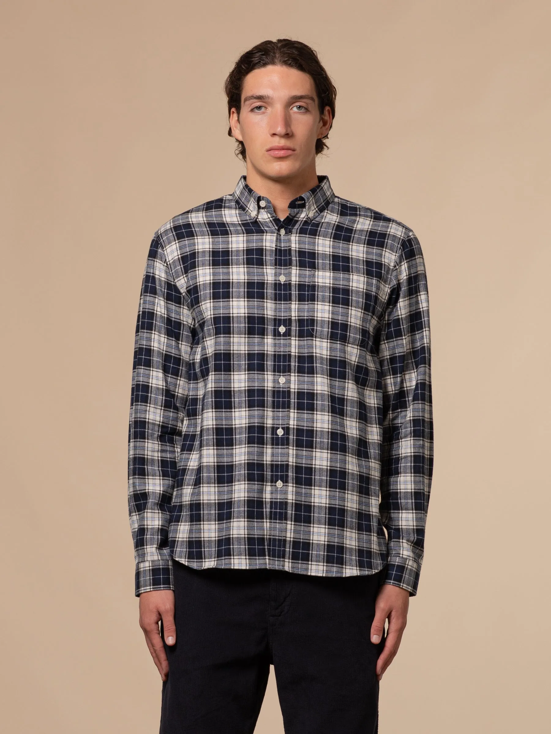 Raeburn Button Down Shirt in Navy / White Check sold by Kestin product image thumbnail 4