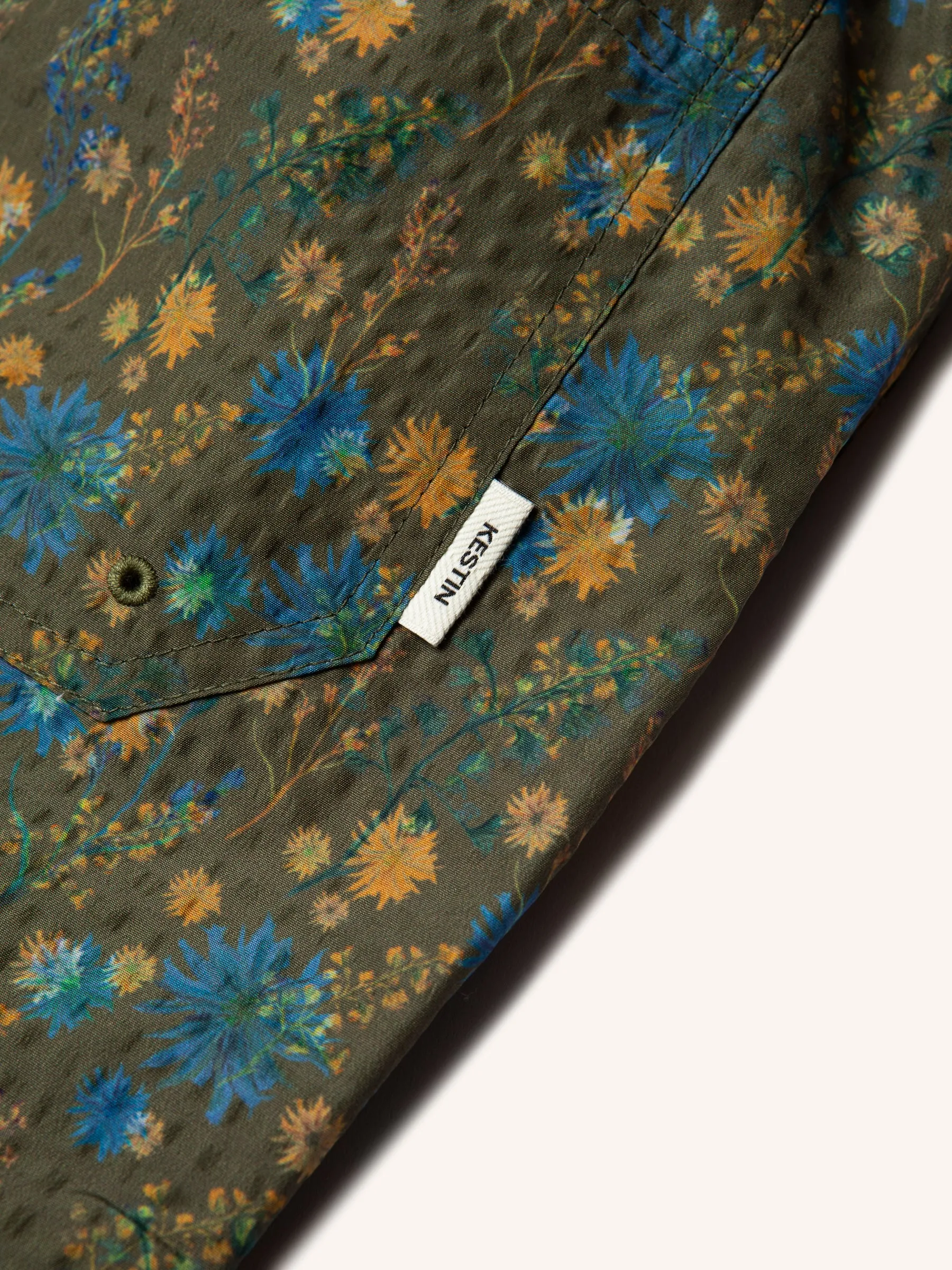 Seacliff Swim Short in Olive Thistle Print SEAQUAL® Yarn sold by Kestin product image thumbnail 4