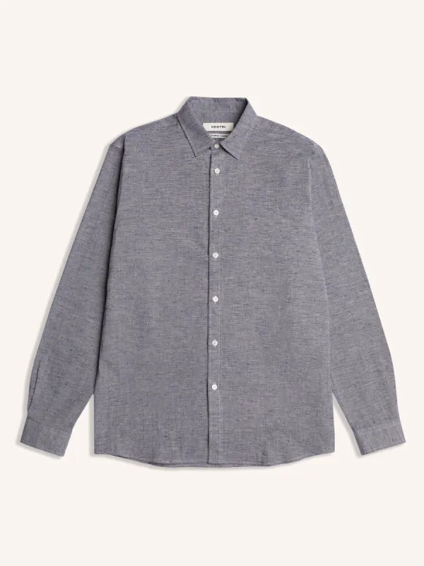 Dirleton Shirt in Blue Japanese Cotton Slub made by Kestin