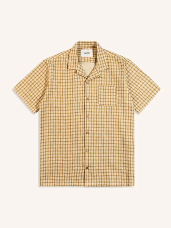 Crammond Shirt in Sand Japanese Check made by Kestin