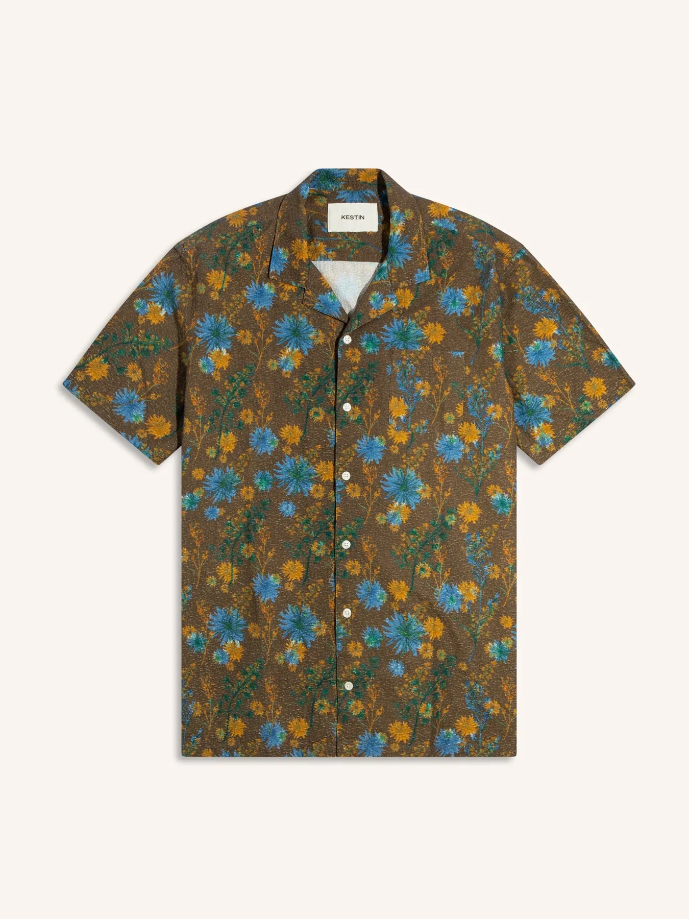 Crammond Shirt in Olive Thistle Print sold by Kestin