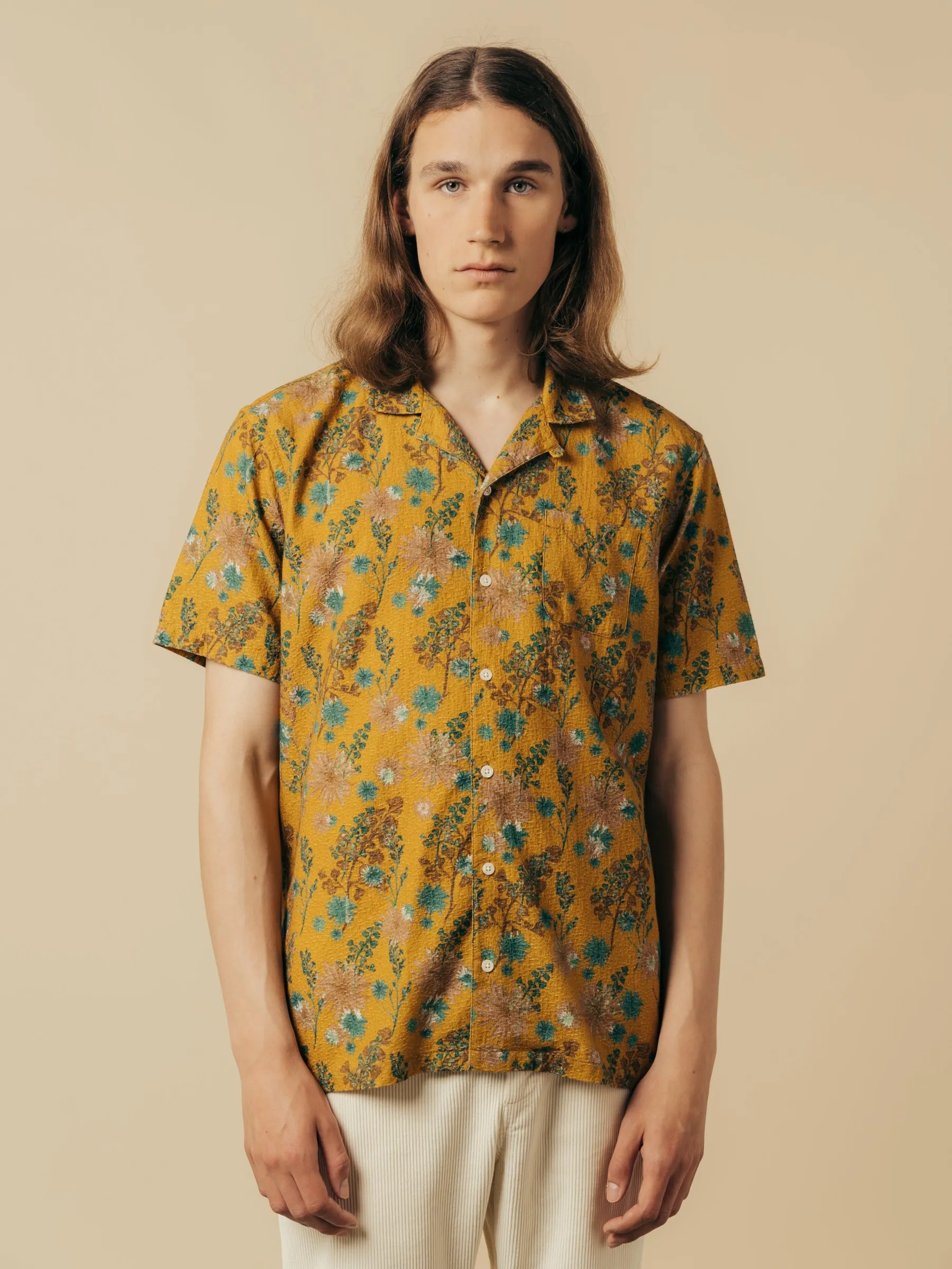 Crammond Shirt in Ochre Thistle Print sold by Kestin product image thumbnail 2