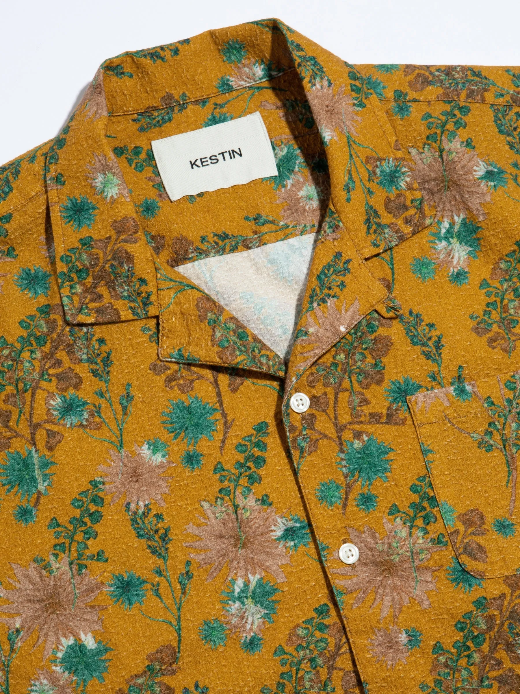 Crammond Shirt in Ochre Thistle Print sold by Kestin product image thumbnail 5