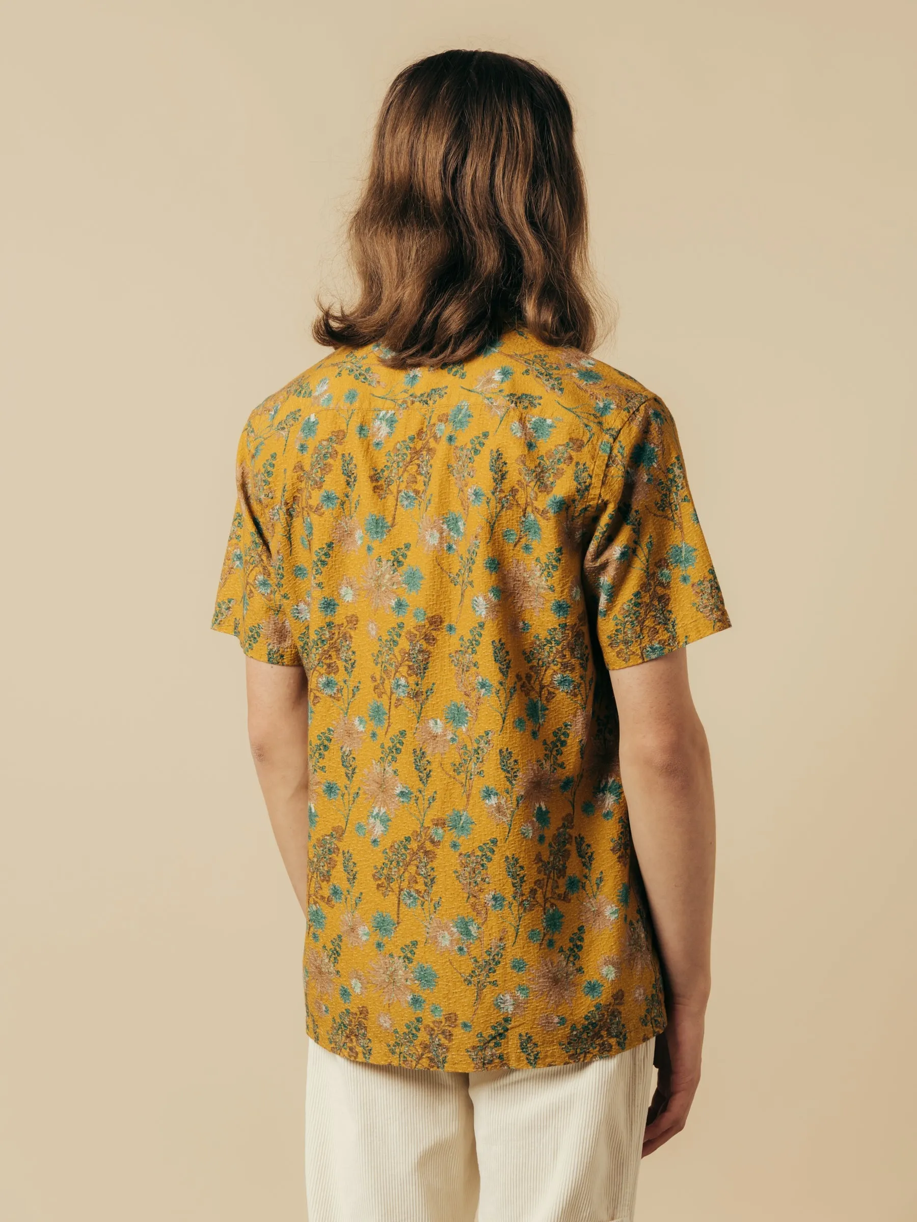Crammond Shirt in Ochre Thistle Print sold by Kestin product image thumbnail 3