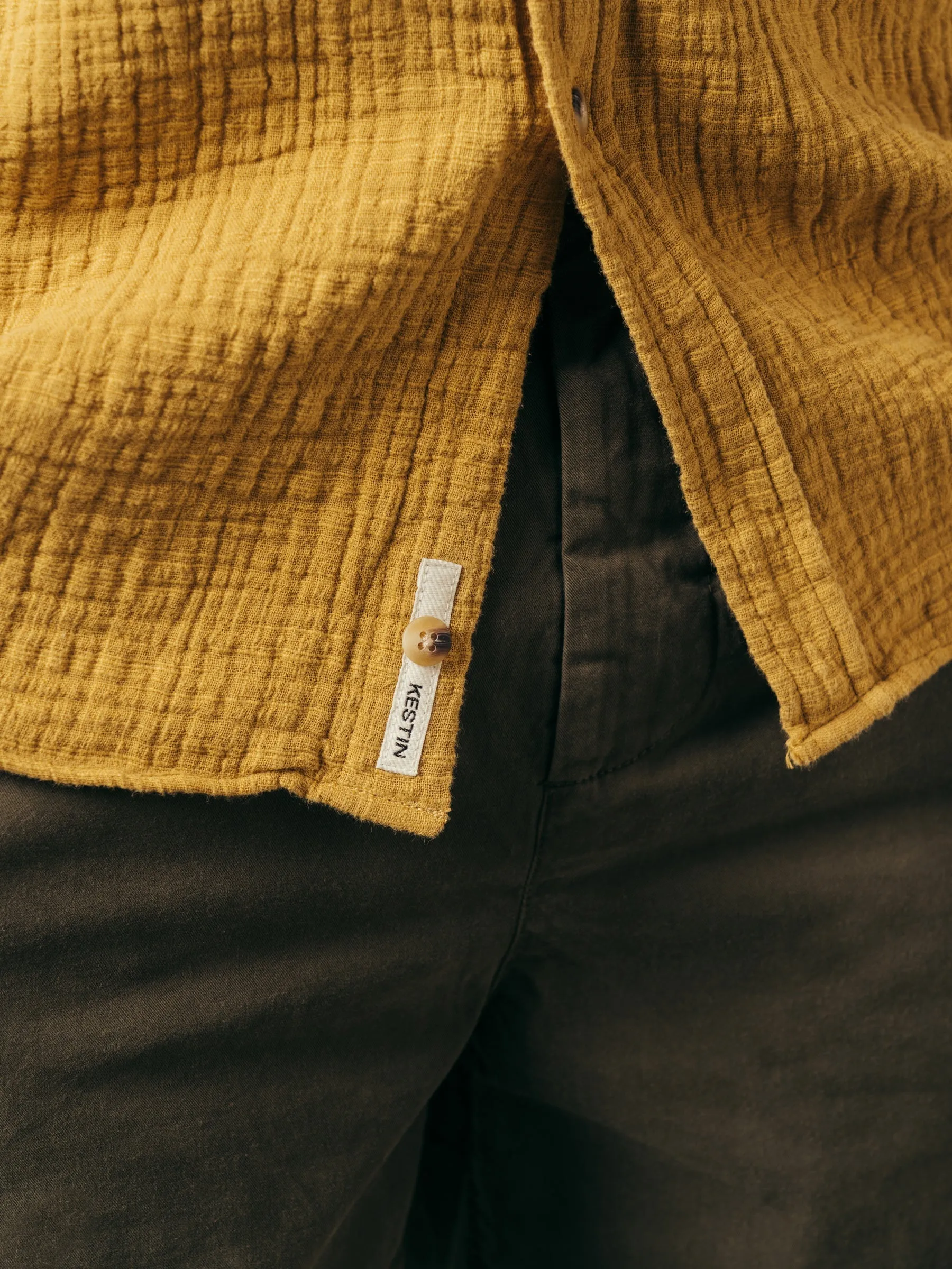 Aberlady Shirt in Ochre Textured Cotton sold by Kestin product image thumbnail 5