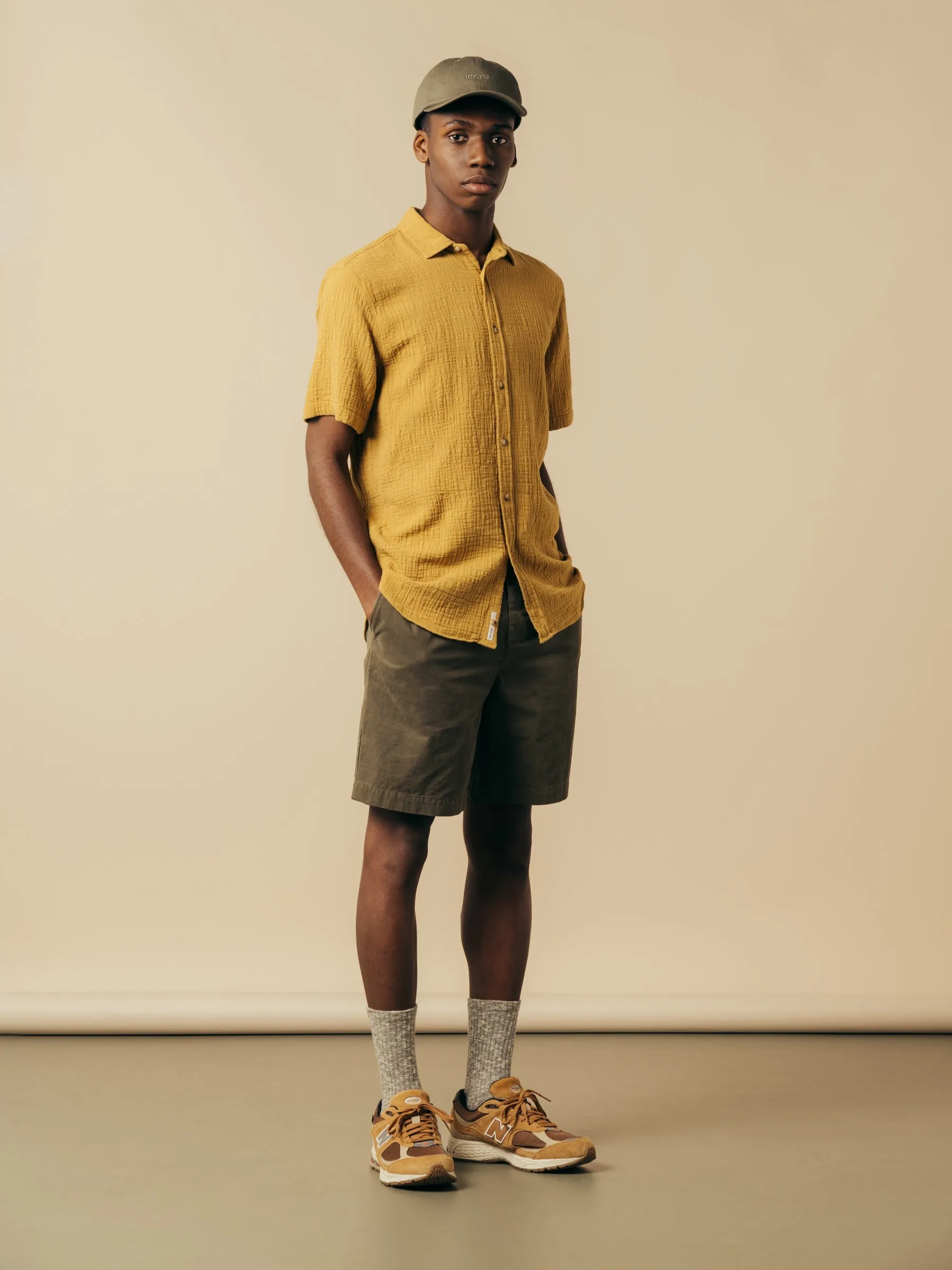 Aberlady Shirt in Ochre Textured Cotton sold by Kestin product image thumbnail 4