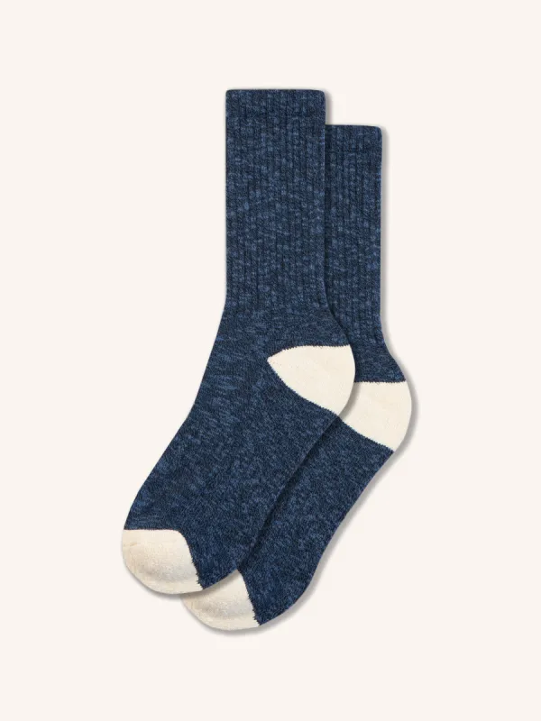 Elgin Cotton Sock in Navy Marl sold by Kestin