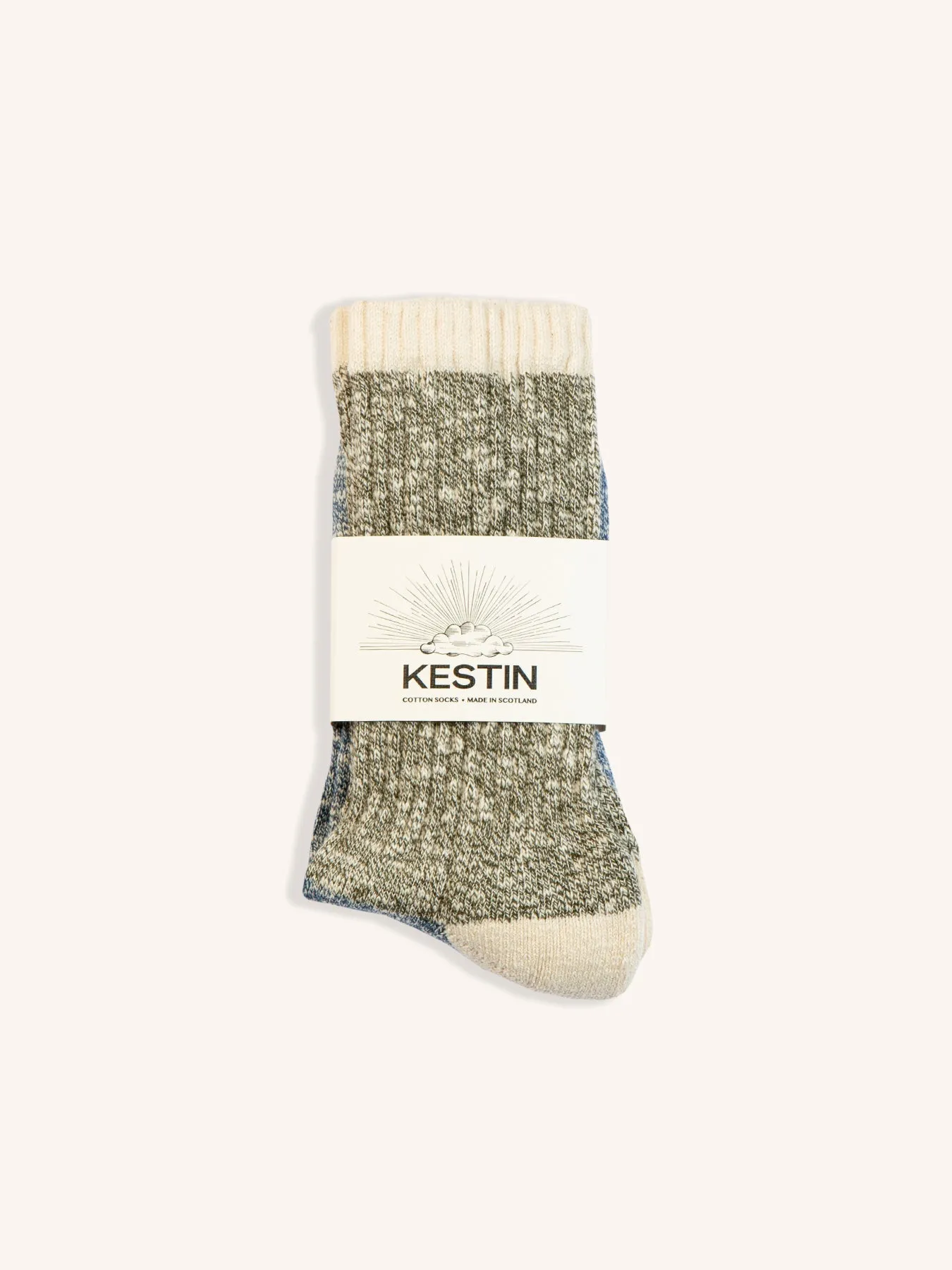 Elgin Cotton Sock in Blue / Olive Marl Mix sold by Kestin product image thumbnail 2