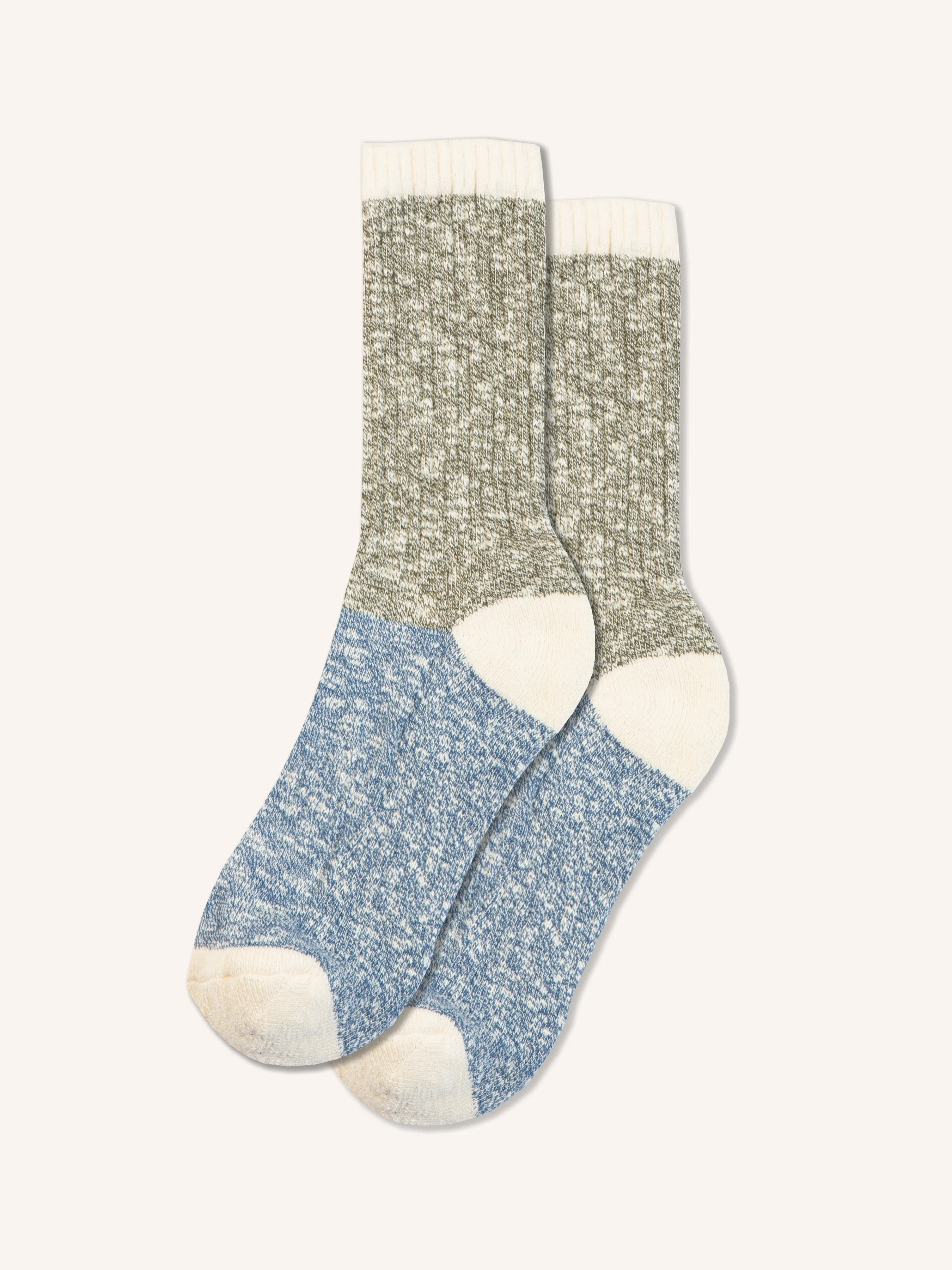 Elgin Cotton Sock in Blue / Olive Marl Mix sold by Kestin