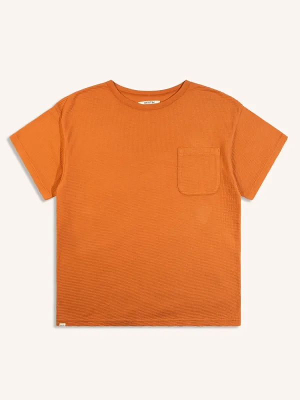 Fly Tee in Tangerine Waffle Jersey made by Kestin