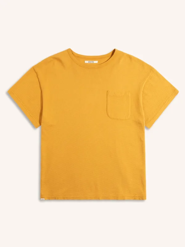 Fly Tee in Ochre Waffle Jersey made by Kestin