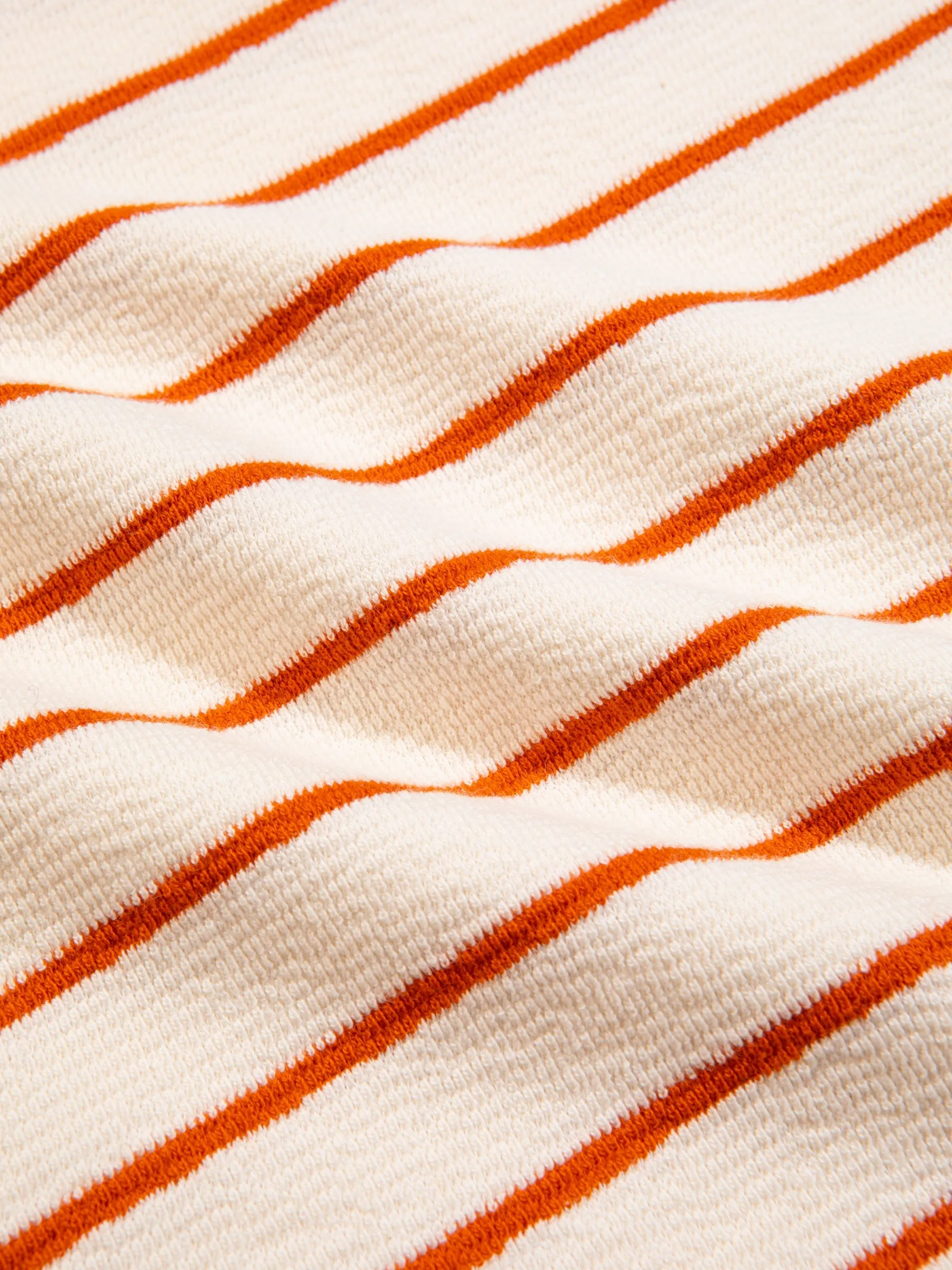 Loch Bay Polo in Ecru / Tangerine Textured Stripe sold by Kestin product image thumbnail 3