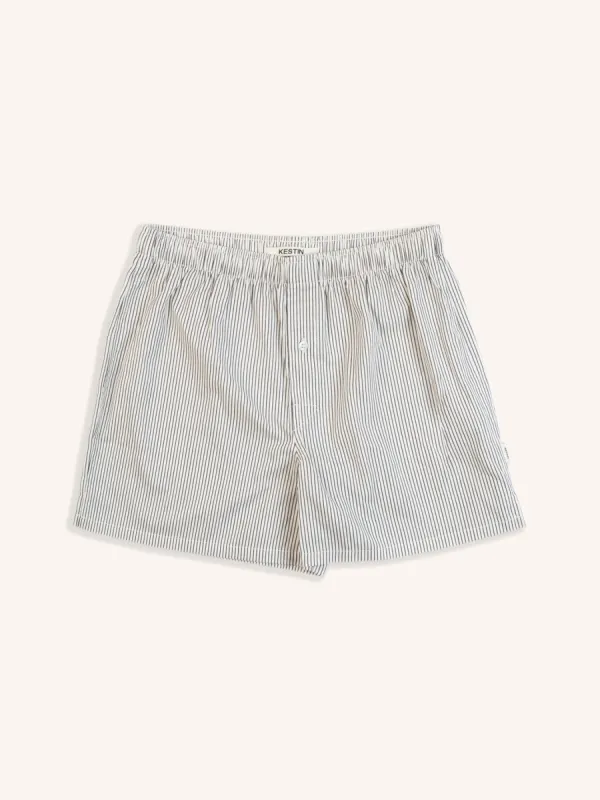 Port O Leith Boxer in Navy Stripe Italian Cotton made by Kestin