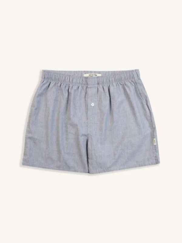 Port O Leith Boxer in Navy / Ecru End On End Italian Cotton sold by Kestin