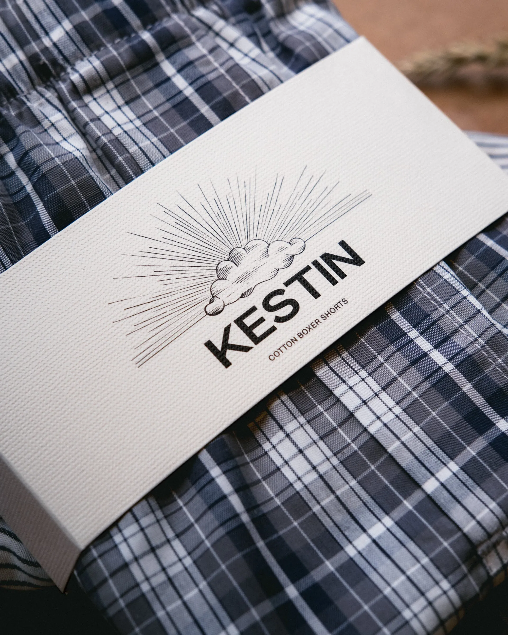 Port O Leith Boxer in Navy / Brown Check Italian Cotton sold by Kestin product image thumbnail 5