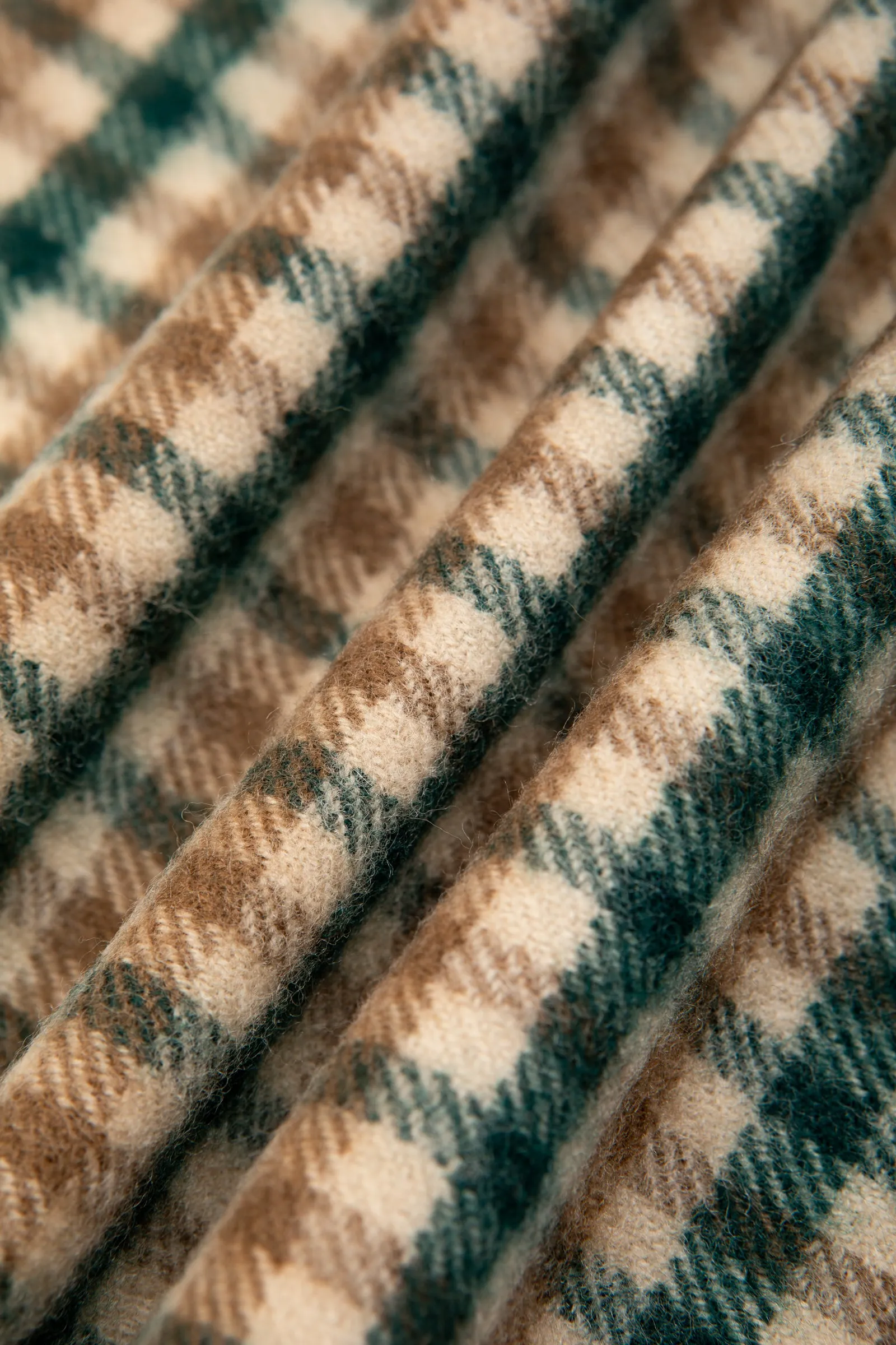 Selkirk Scarf in Pine / Tan Check Lambswool sold by Kestin product image thumbnail 2