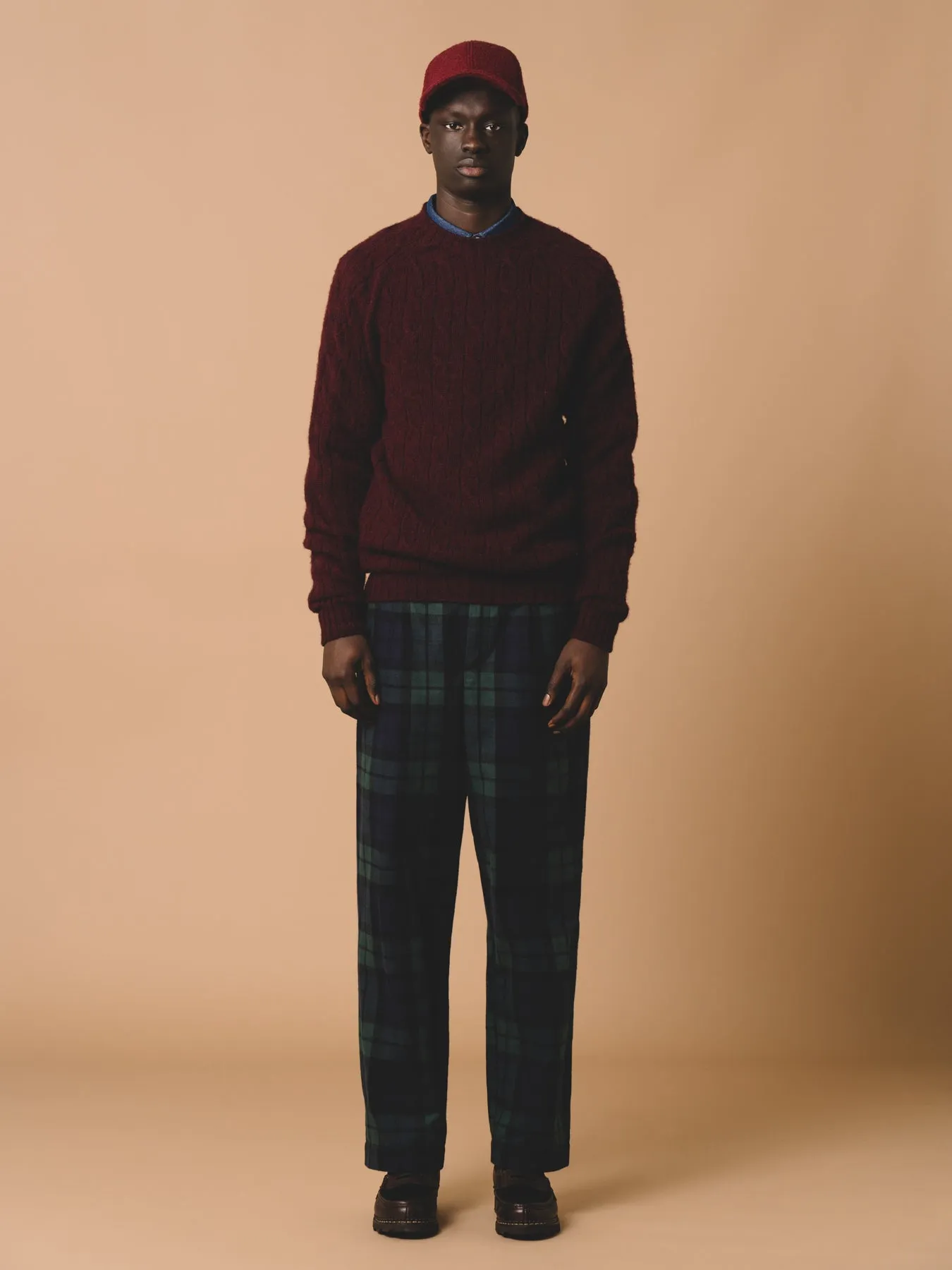 Galloway Cable Knit in Maroon Lambswool sold by Kestin product image thumbnail 2