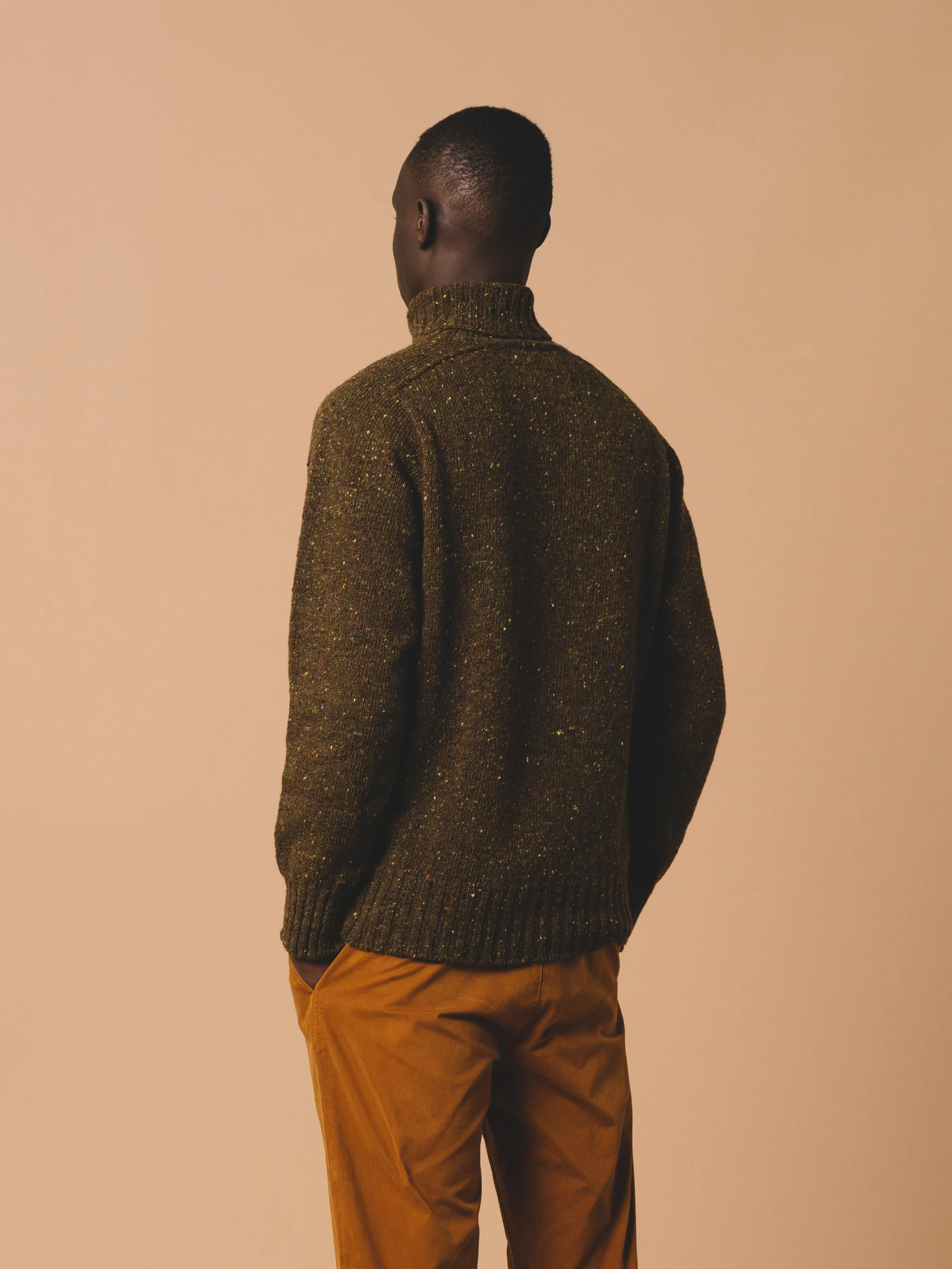 Donegal Roll Neck in Dark Olive Pure Merino Wool sold by Kestin product image thumbnail 3