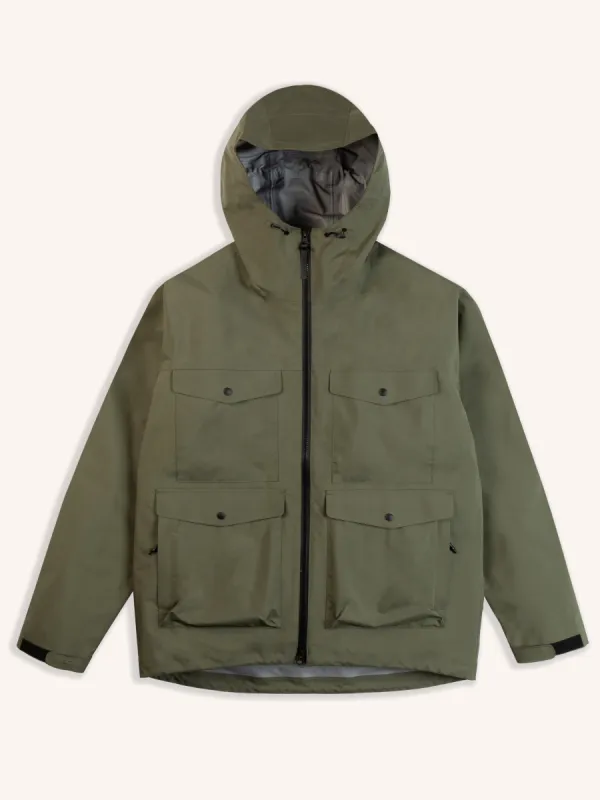 Dunkeld Shell Jacket in Olive 3L Waterproof sold by Kestin