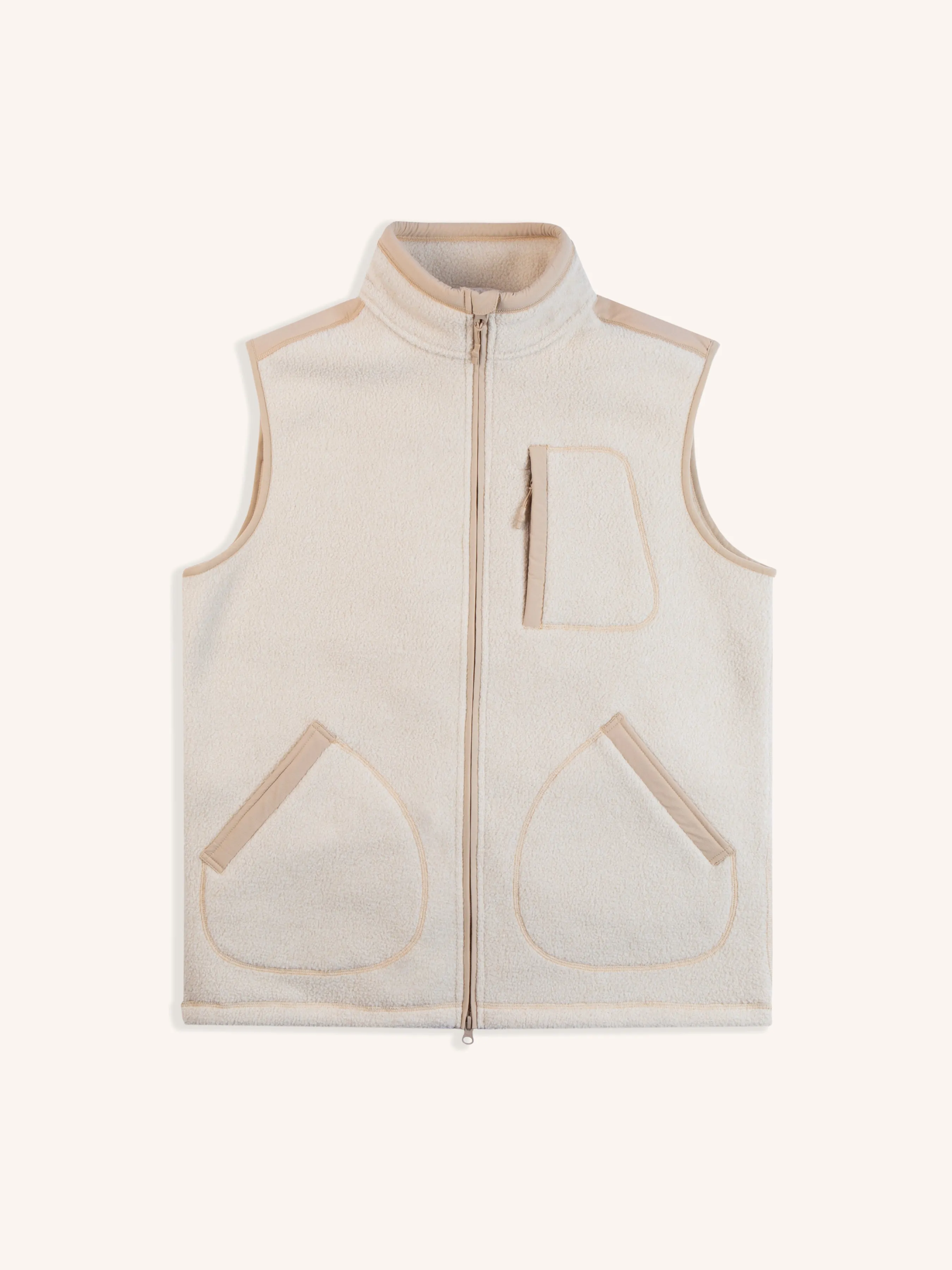 Glenmore Fleece Vest in Recycled Ecru Marl sold by Kestin