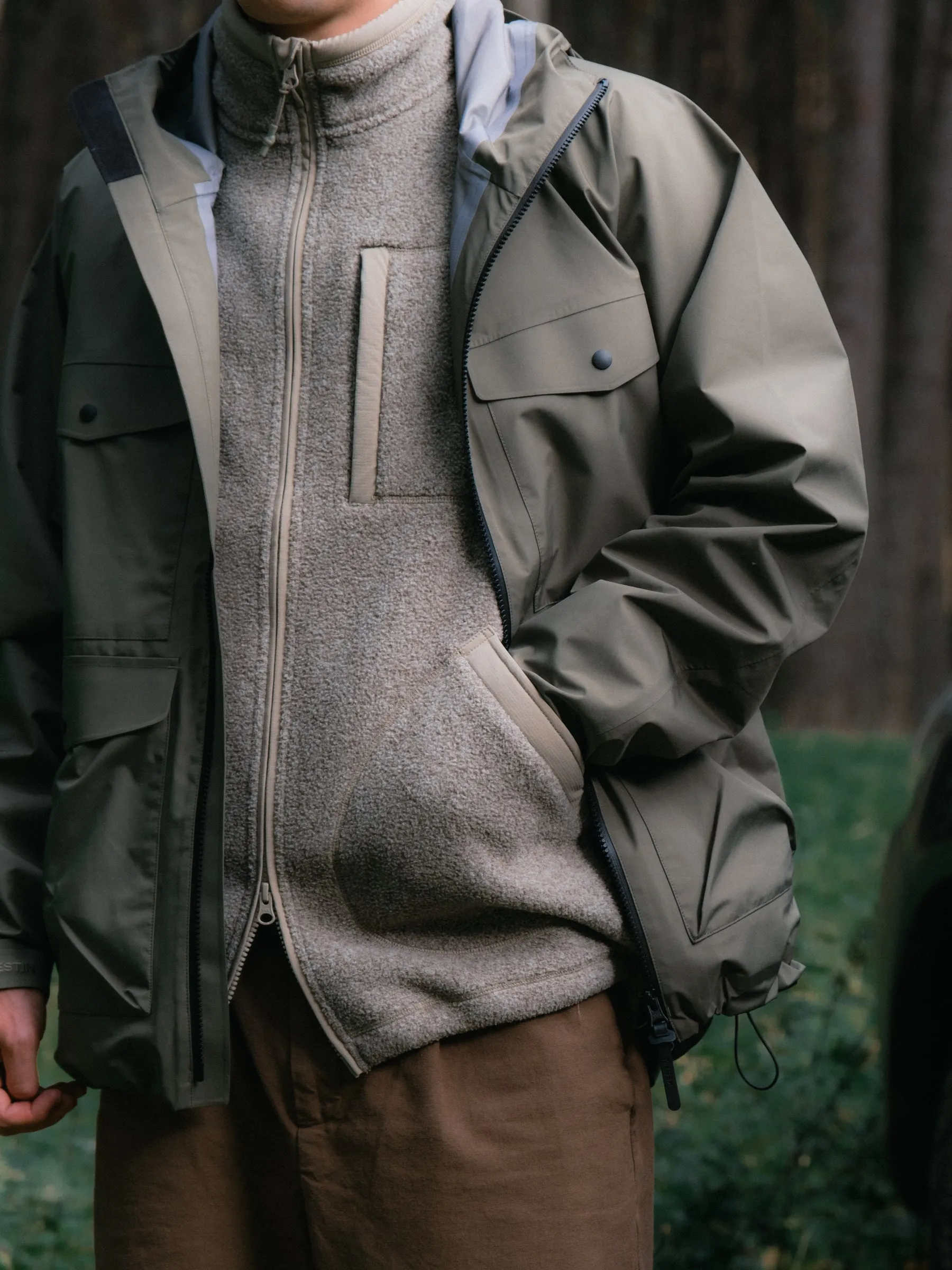 Glenmore Fleece Vest in Recycled Light Olive Marl sold by Kestin product image thumbnail 2